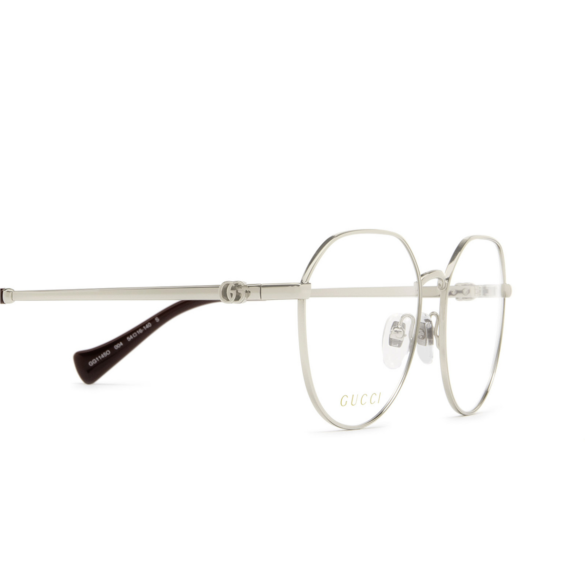 Gucci® Round Eyeglasses: GG1145O color 004 Silver - 3/3