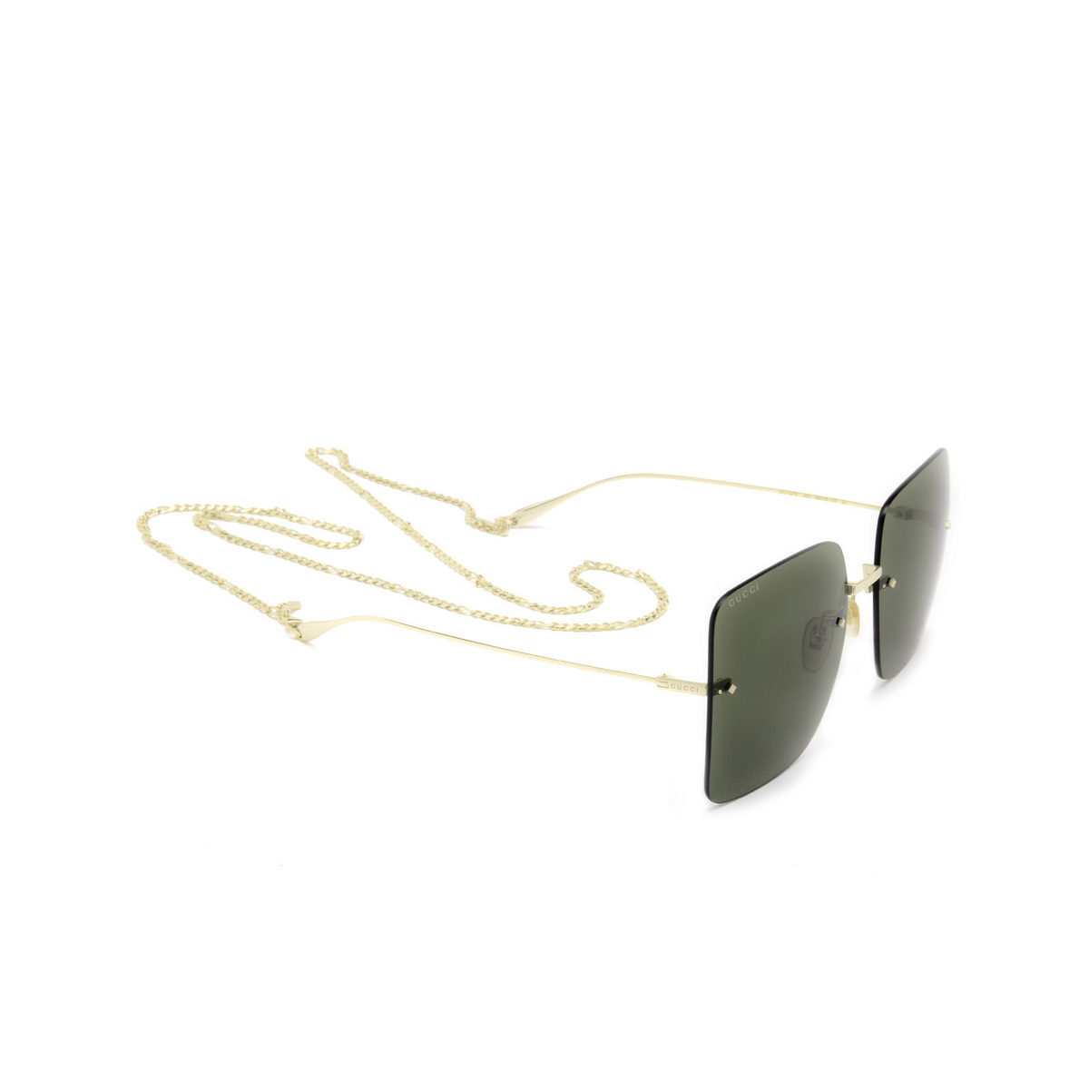 Gucci® Square Sunglasses: GG1147S color Gold 002 - three-quarters view.