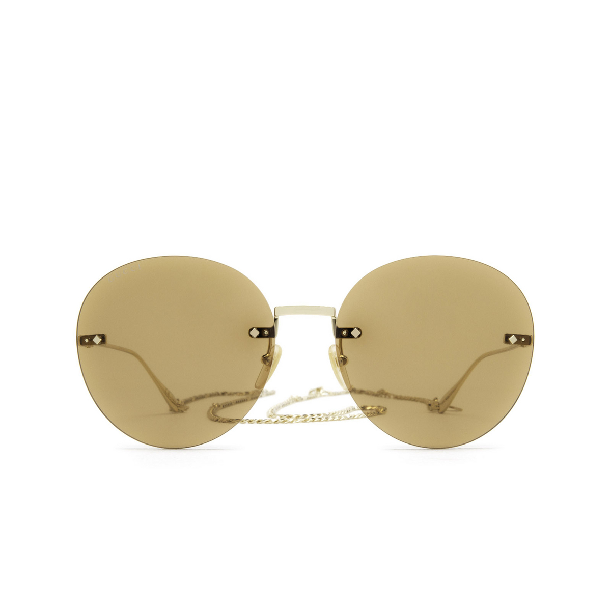 Gucci® Round Sunglasses: GG1149S color Gold 003 - front view.