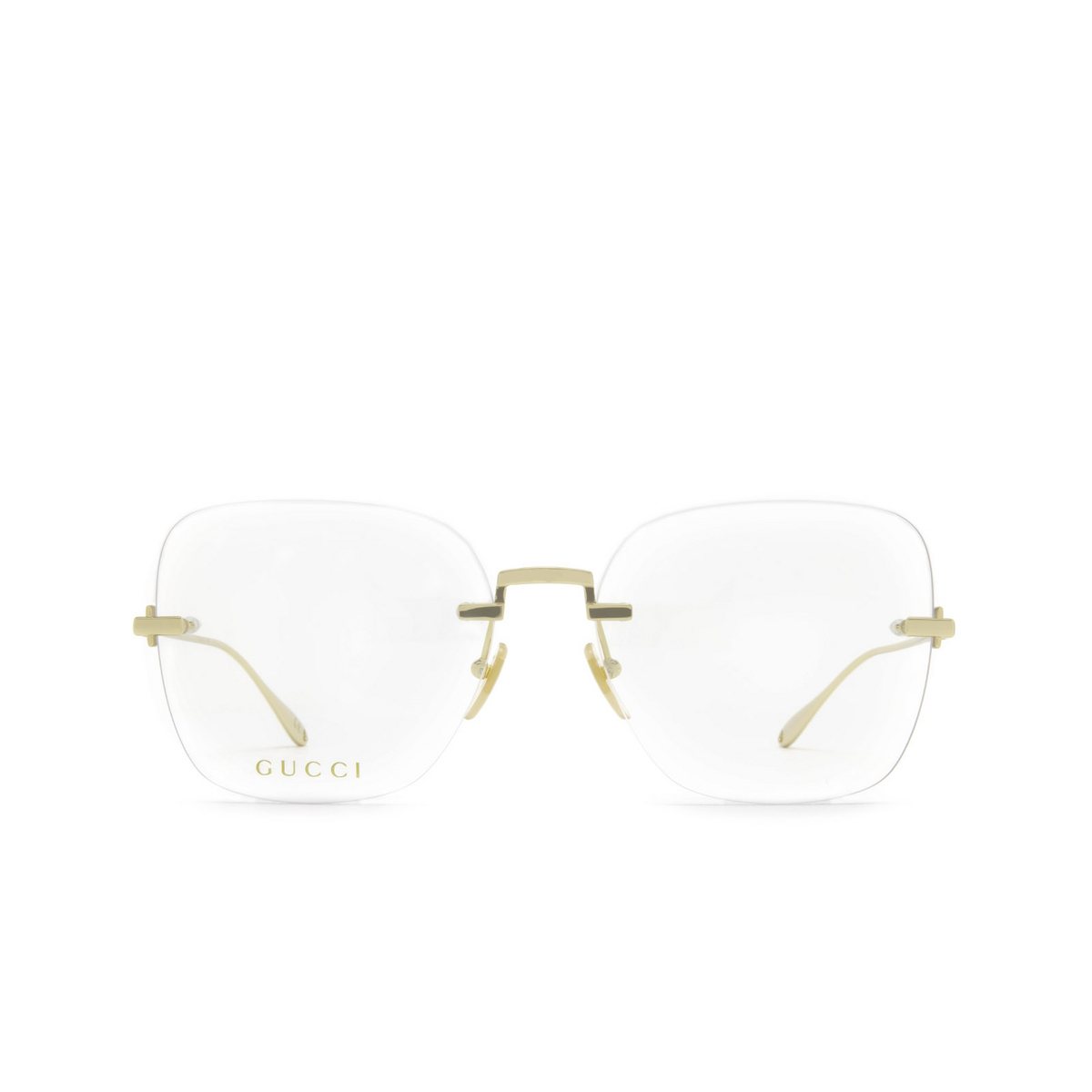 Gucci® Square Eyeglasses: GG1150O color 002 Gold - front view