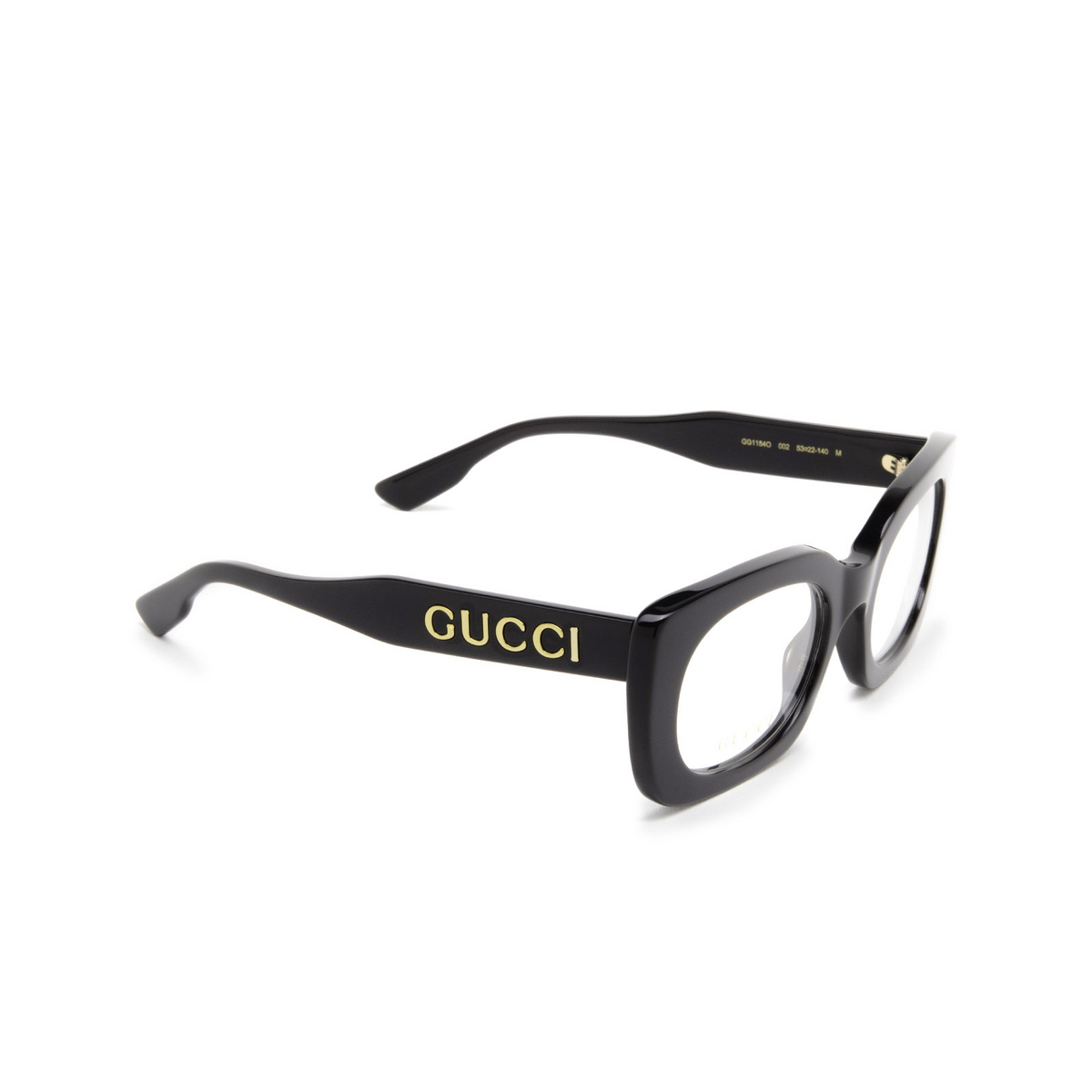 Gucci® Rectangle Eyeglasses: GG1154O color Grey 002 - three-quarters view.