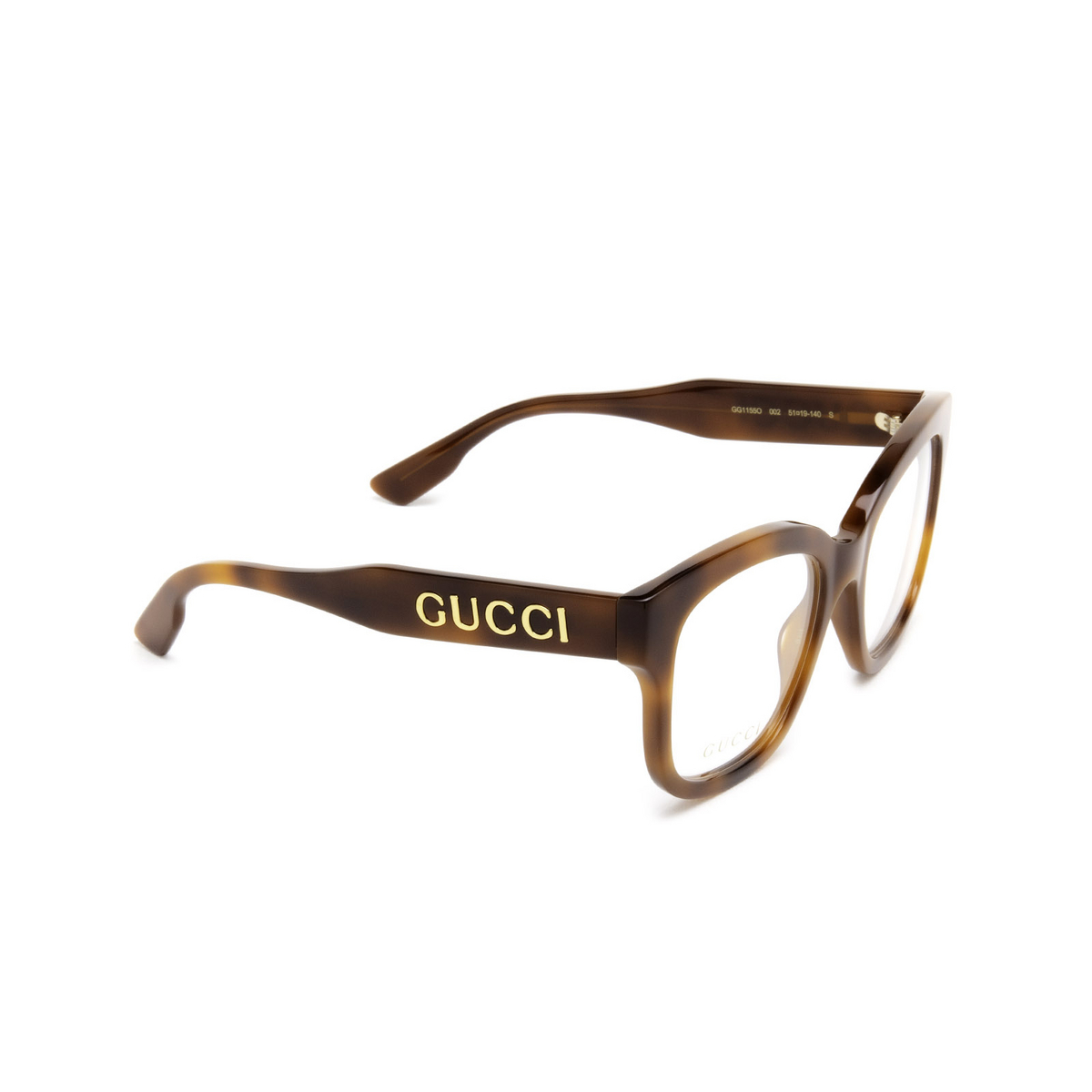 Gucci® Cat-eye Eyeglasses: GG1155O color 002 Havana - three-quarters view