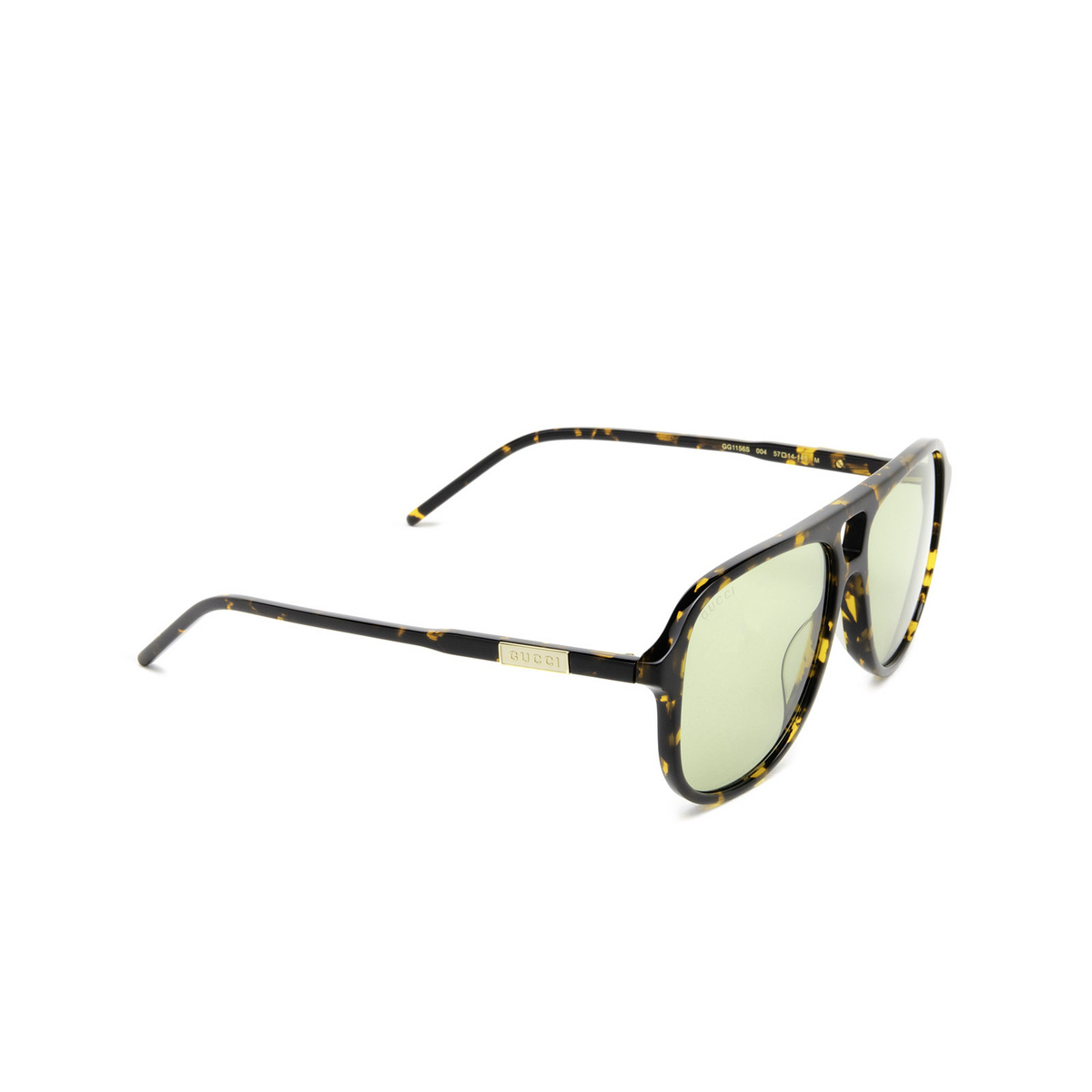 Gucci® Aviator Sunglasses: GG1156S color Havana 004 - three-quarters view.