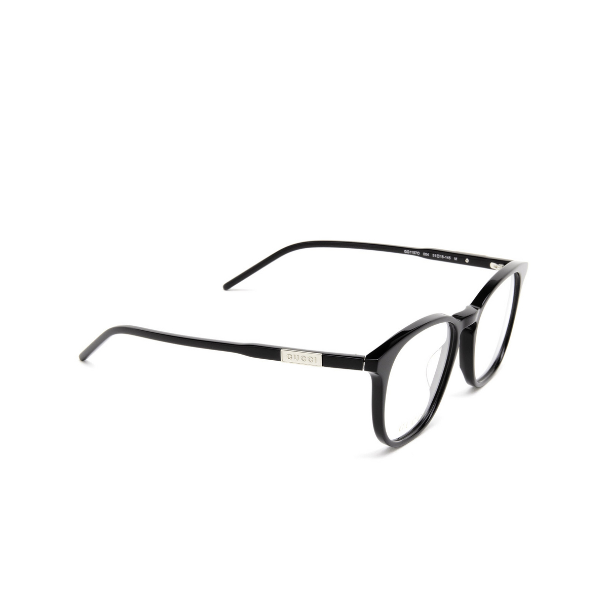 Gucci® Square Eyeglasses: GG1157O color Black 004 - three-quarters view.