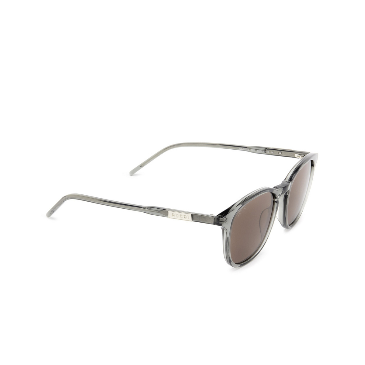 Gucci® Round Sunglasses: GG1157S color Transparent Grey 002 - three-quarters view.