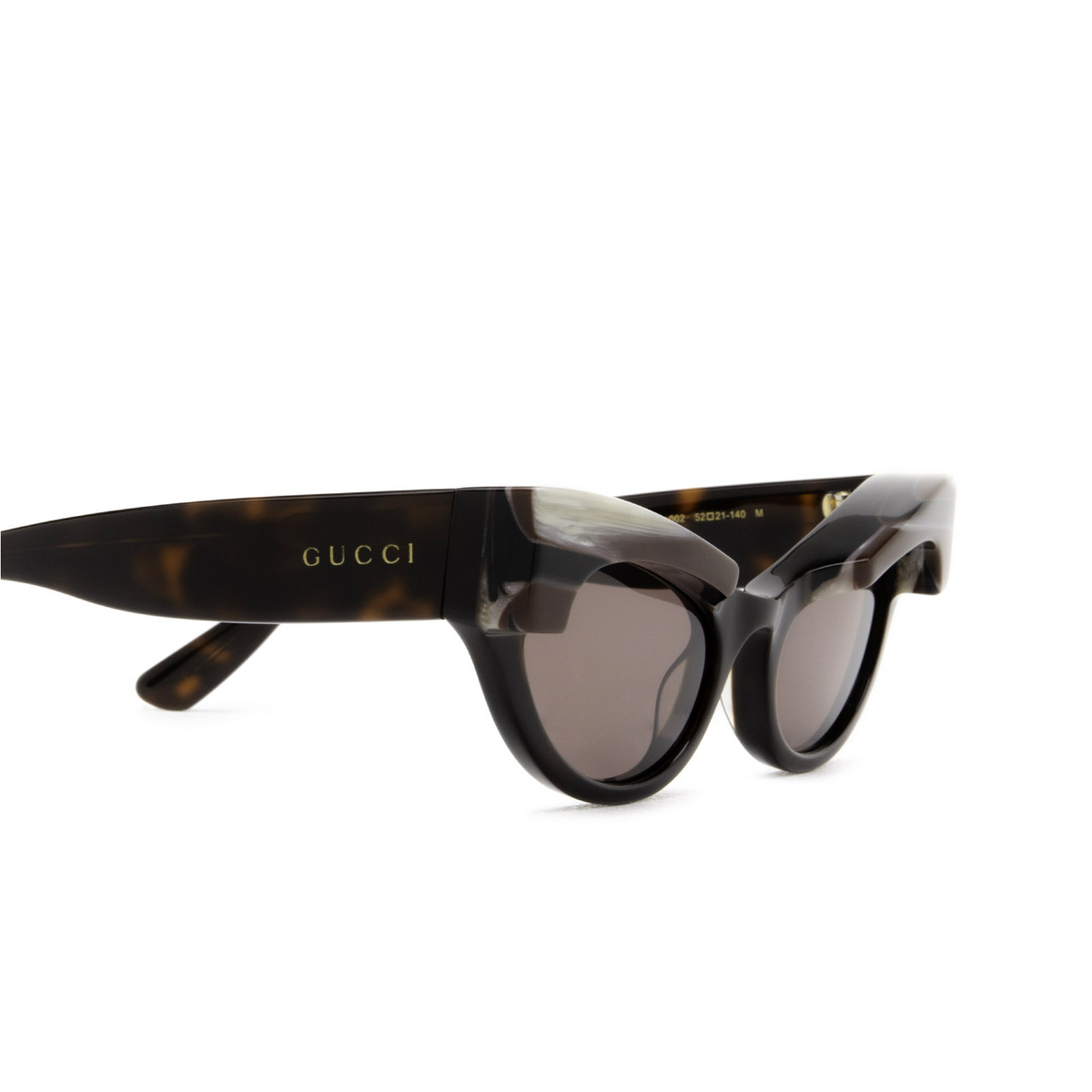 Gucci® Cat-eye Sunglasses: GG1167S color 002 Havana - 3/4