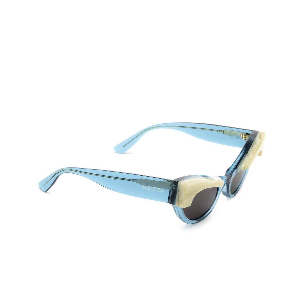 Gucci® Cat-eye Sunglasses: GG1167S color Light Blue 004 - three-quarters view.