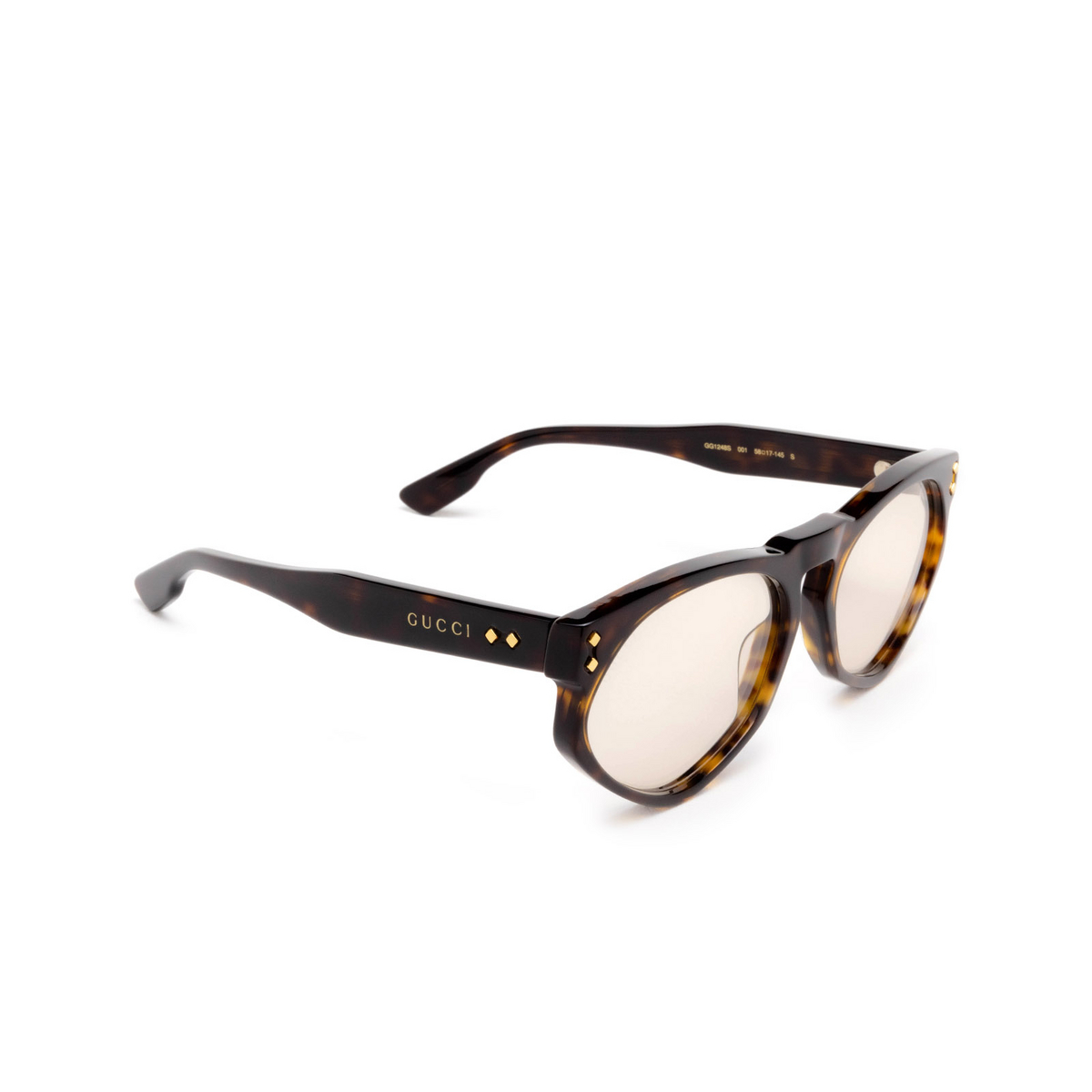 Gucci® Irregular Sunglasses: GG1248S color 001 Havana - three-quarters view