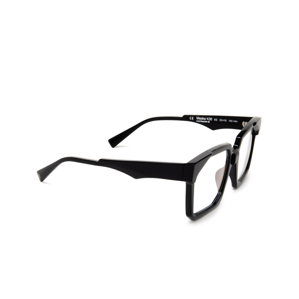 Kuboraum K30 Eyeglasses BS Black Shine - three-quarters view