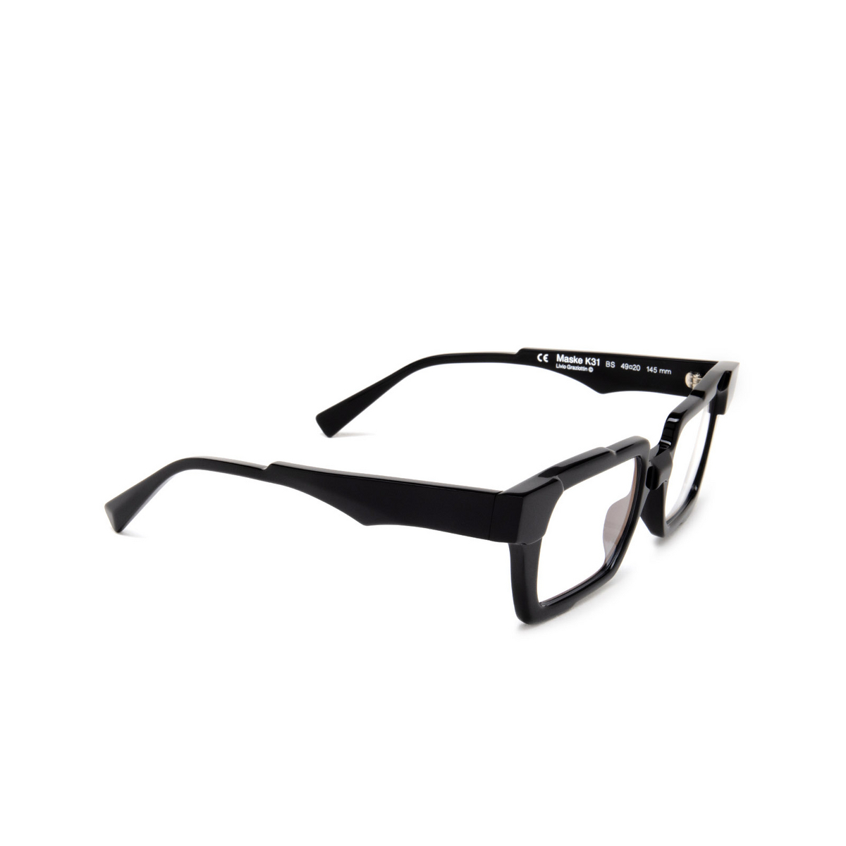 Kuboraum K31 Eyeglasses BS Black Shine - three-quarters view