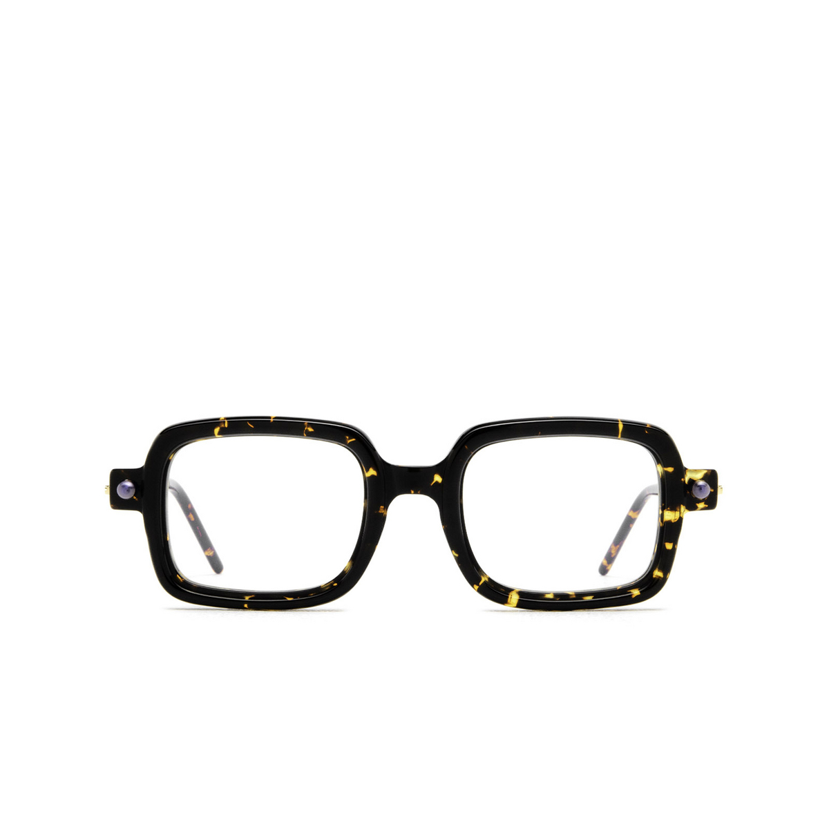 Kuboraum® Rectangle Eyeglasses: P2 color Dt Dark Tortoise & Black Shine - front view