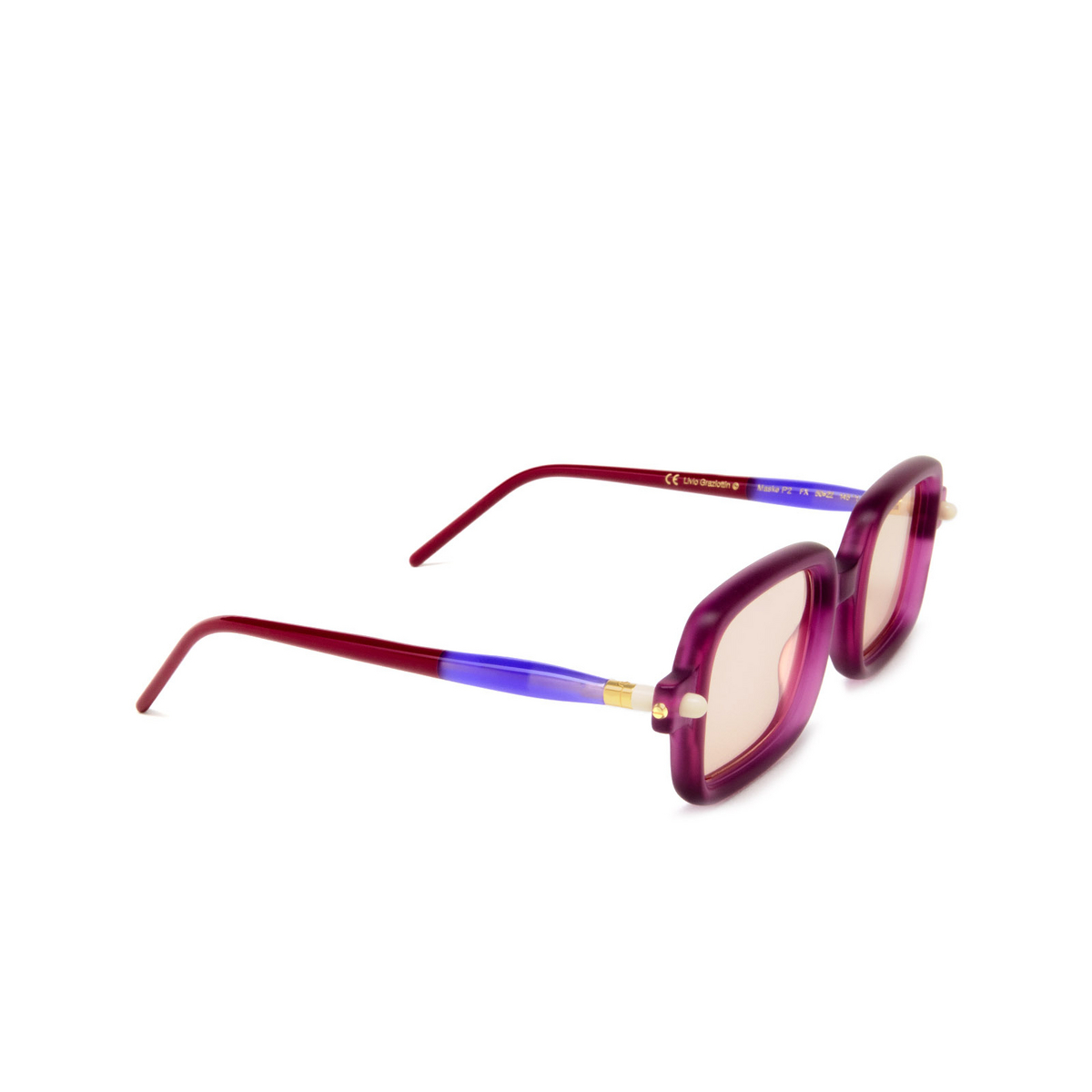 Kuboraum P2 Sunglasses FX Fuchsia Matt, Violet & Dark Red - three-quarters view