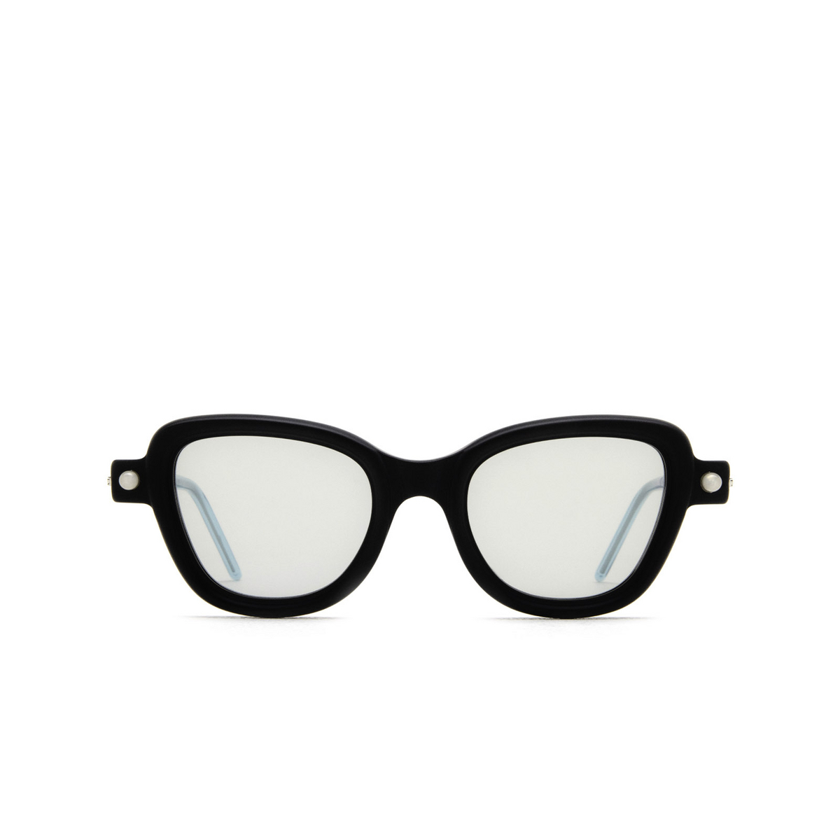Kuboraum® Cat-eye Sunglasses: P5 color Black Matt & Violet Green Water Bm - front view.