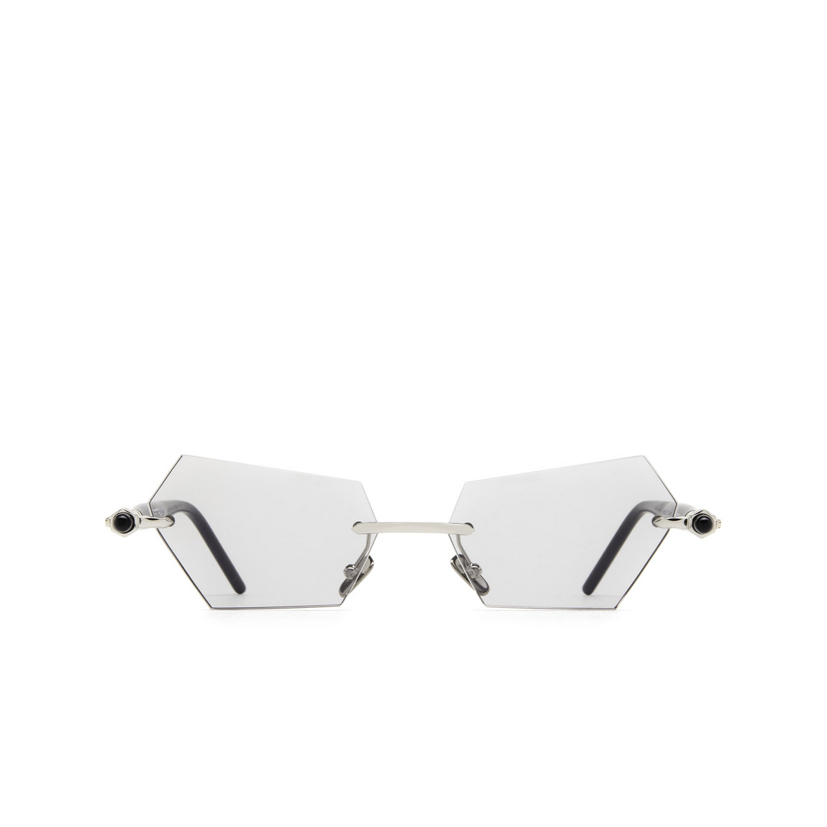 Kuboraum® Irregular Sunglasses: P51 color Silver & Black Shiny Black Matt Si Bb - front view.