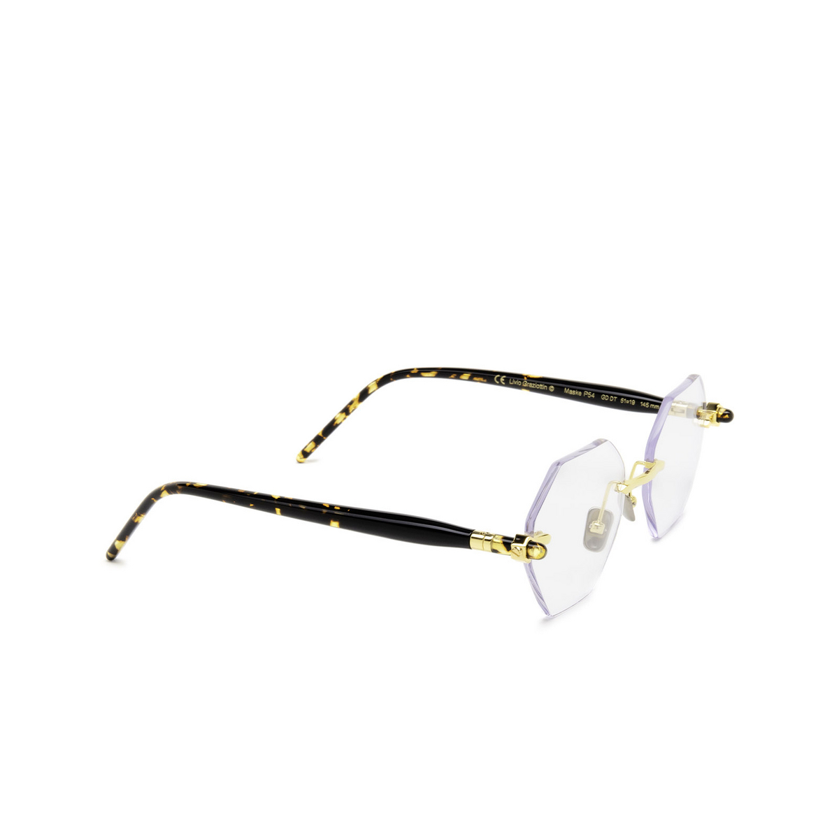 Kuboraum P54 Eyeglasses GD DT Gold & Black Shine Dark Tortoise - three-quarters view