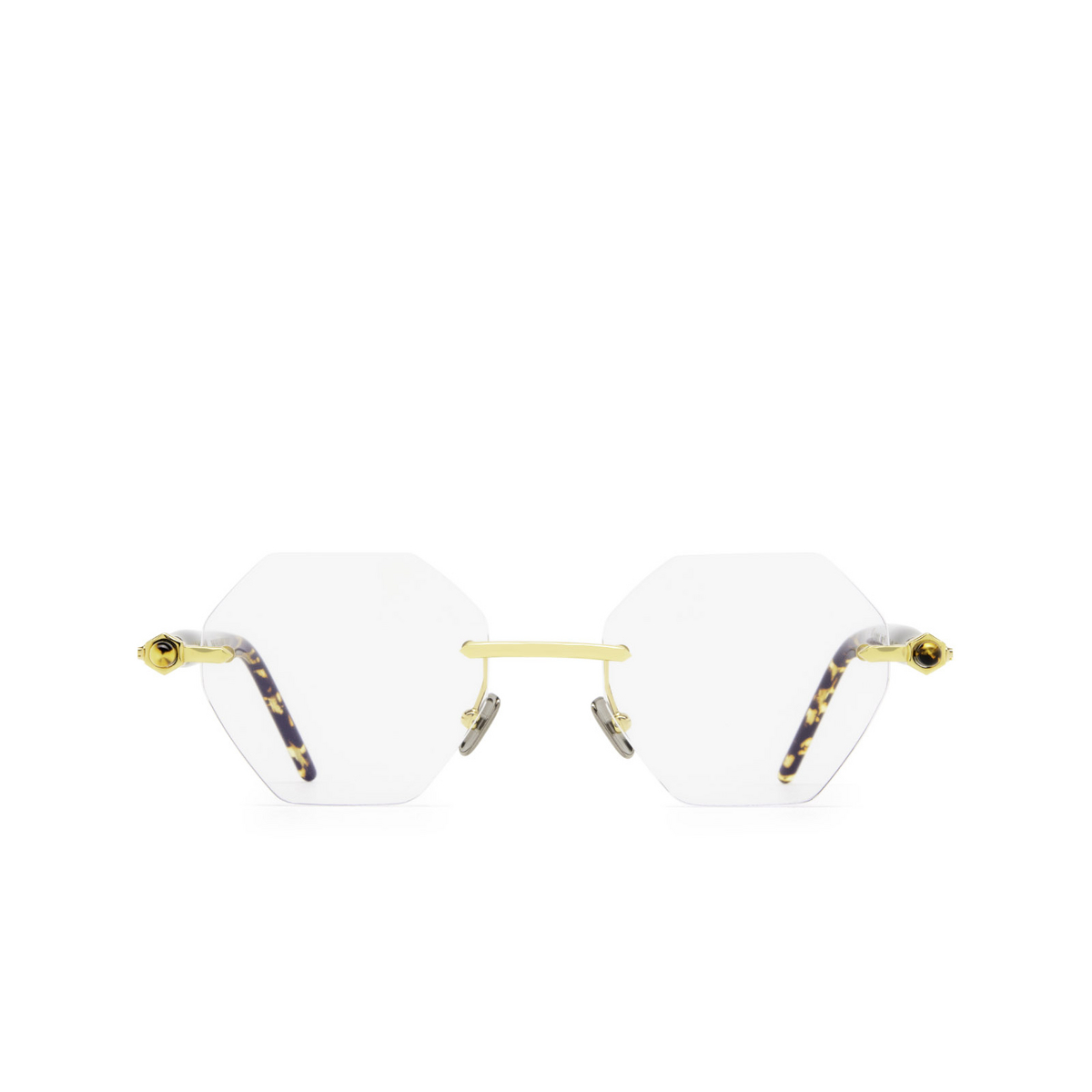 Kuboraum® Irregular Eyeglasses: P54 color Gd Dt Gold & Black Shine Dark Tortoise - front view