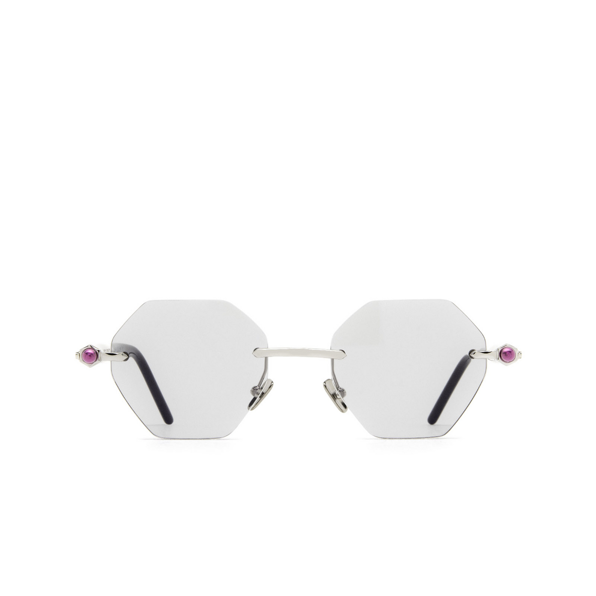 Kuboraum P54 Sunglasses SI BS Silver & Cream Black Shine - front view