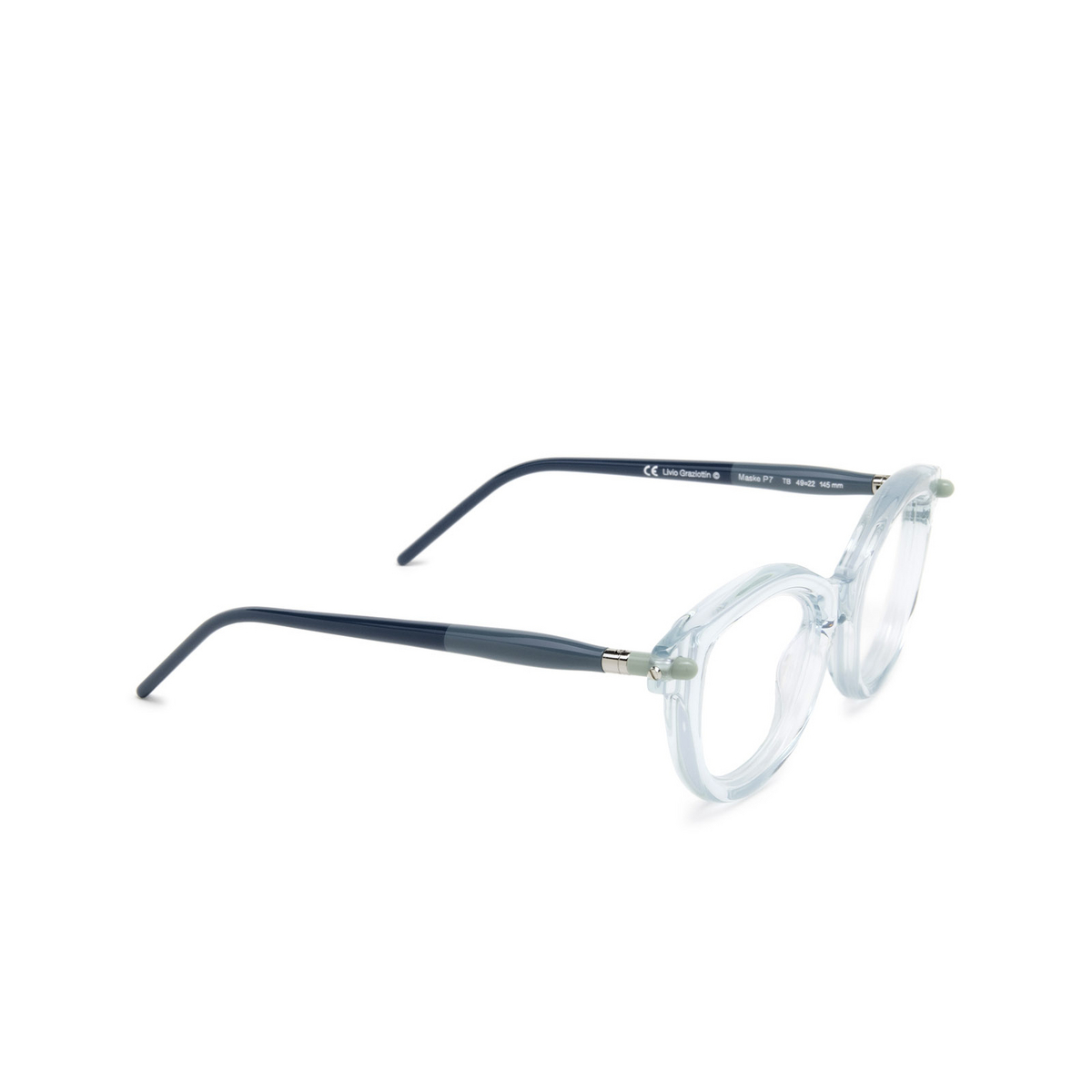 Kuboraum® Cat-eye Eyeglasses: P7 color Teal Blue Tb - three-quarters view.