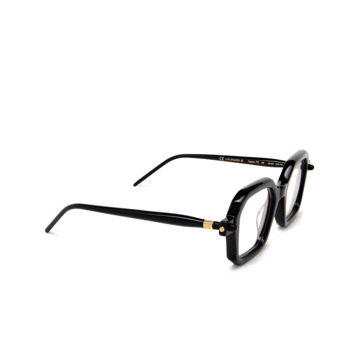 Kuboraum P9 Eyeglasses BB Black Matt, Cream & Black Shine - three-quarters view