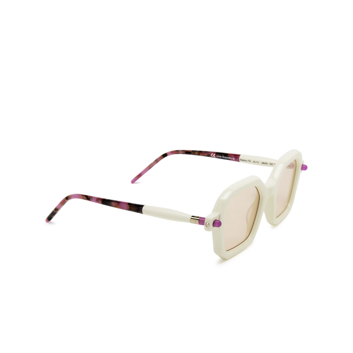 Kuboraum® Square Sunglasses: P9 color Butter & Havana Fuchsia Bu Fx - three-quarters view.