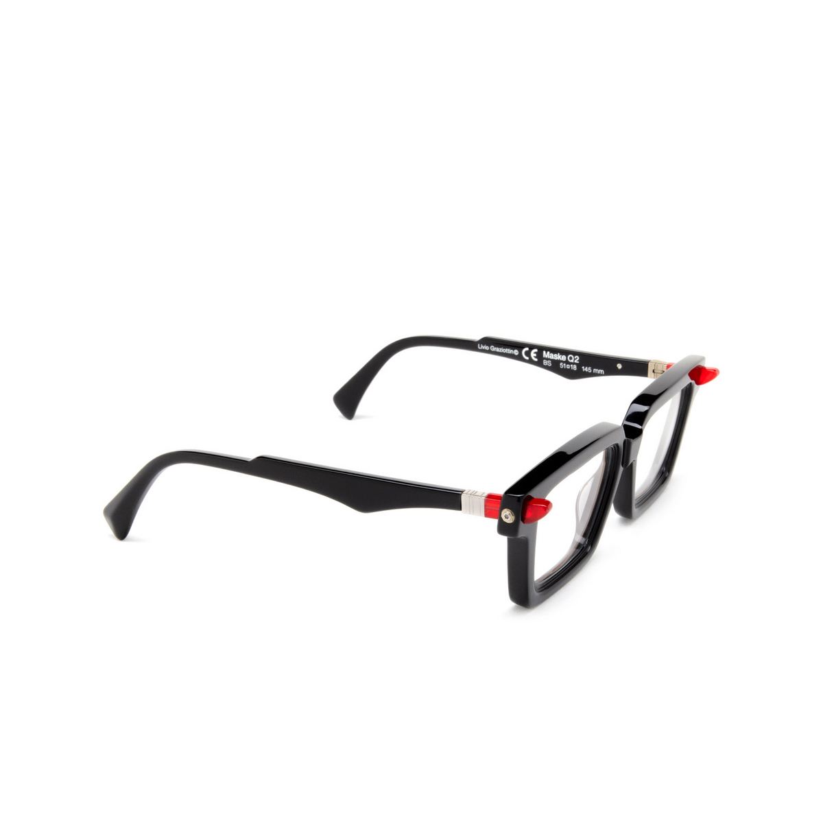 Kuboraum Q2 Eyeglasses BS Black Shine - three-quarters view