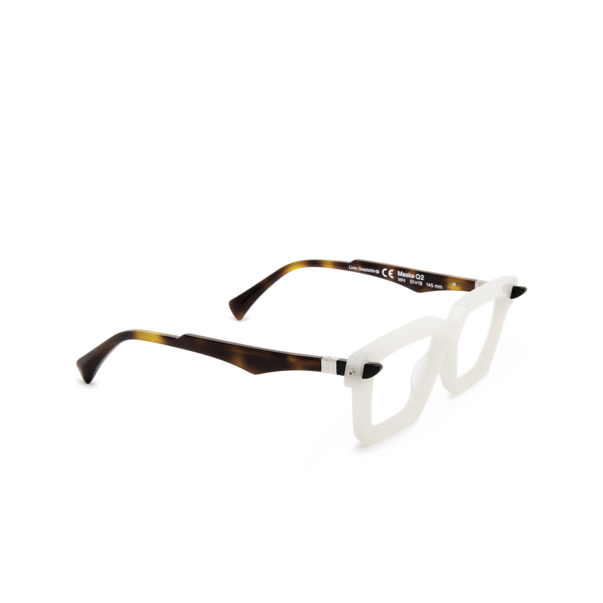 Kuboraum Q2 Eyeglasses WH White & Tortoise - three-quarters view
