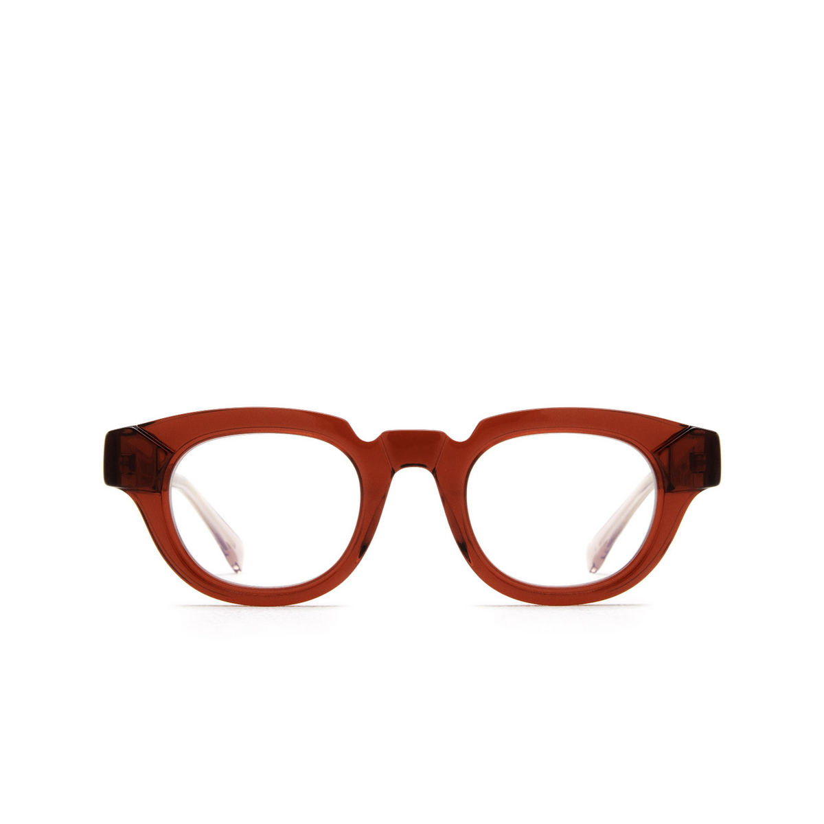 Kuboraum® Square Eyeglasses: S1 color Burgundy & Transparent Pink Bd - front view.