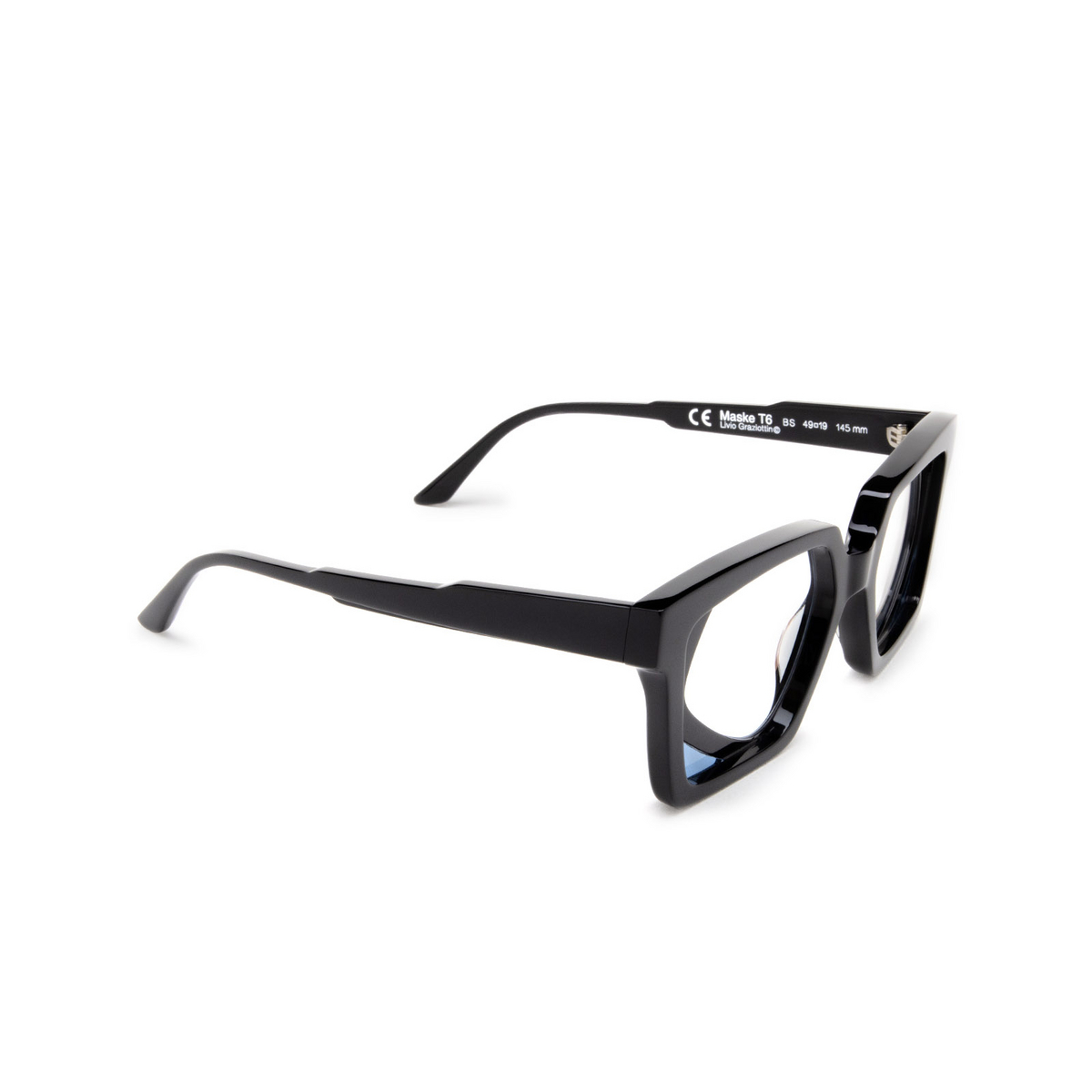 Kuboraum T6 Eyeglasses BS Black Shine - three-quarters view