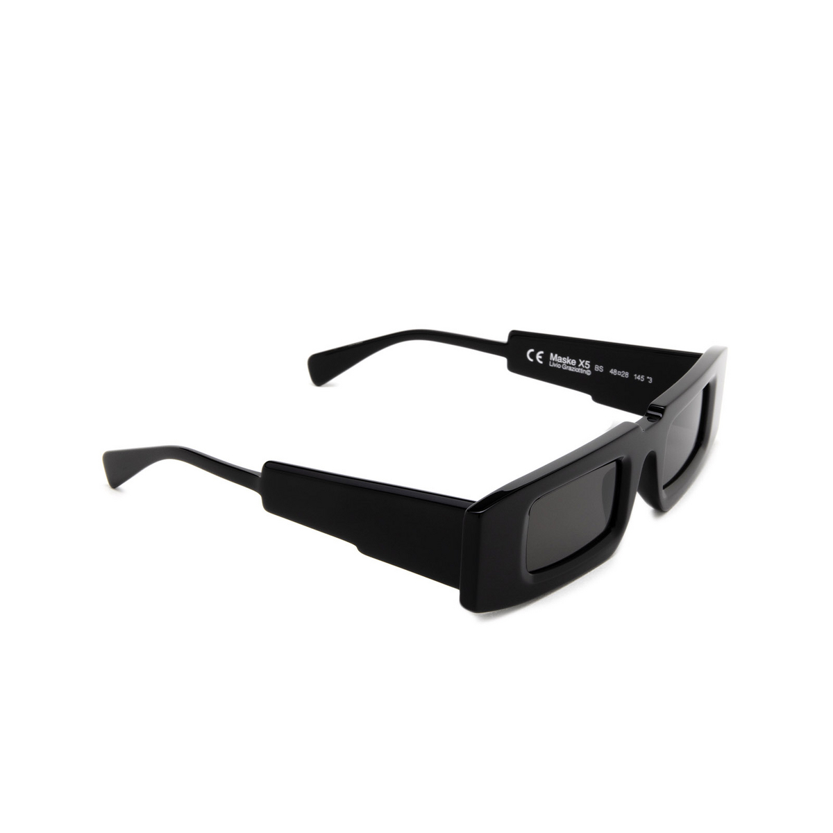 Kuboraum® Rectangle Sunglasses: X5 color Bs Black Shine - three-quarters view