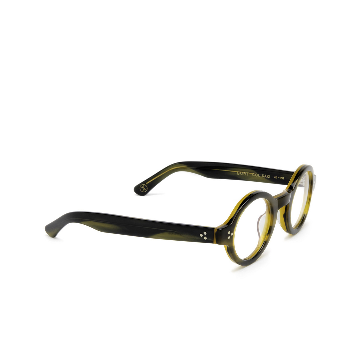 Lesca® Round Eyeglasses: Burt color Khaki Kaki - three-quarters view.