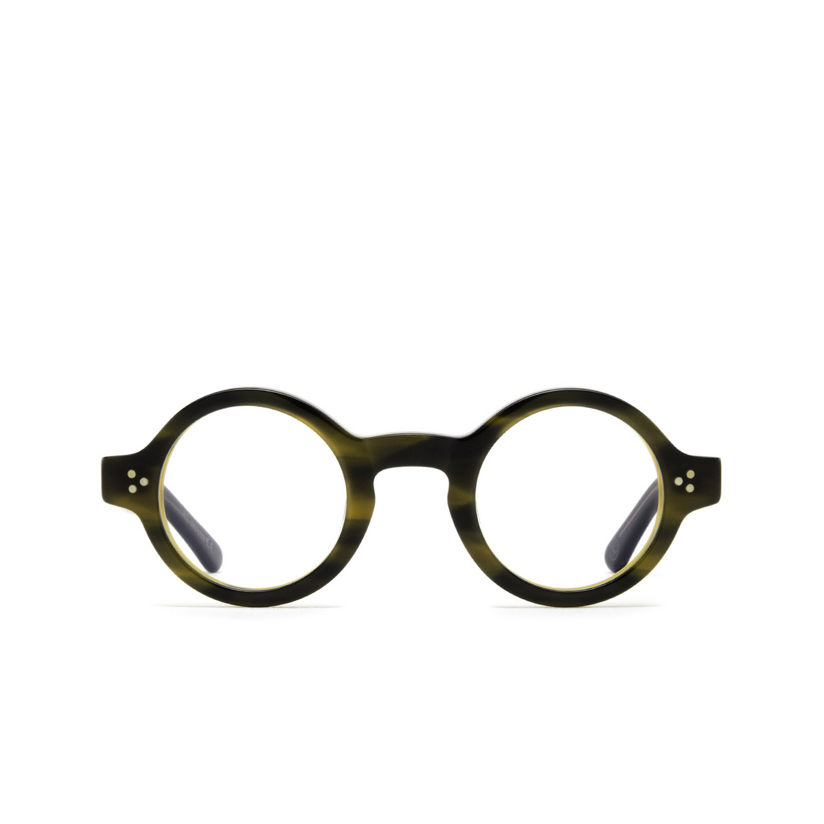 Lesca® Round Eyeglasses: Burt color Khaki Kaki - front view.