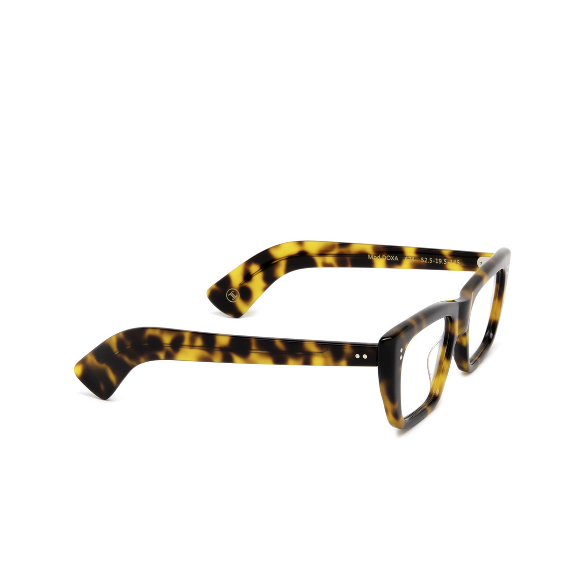 Lesca® Rectangle Eyeglasses: Doxa color Dark Tortoise 424 - three-quarters view.
