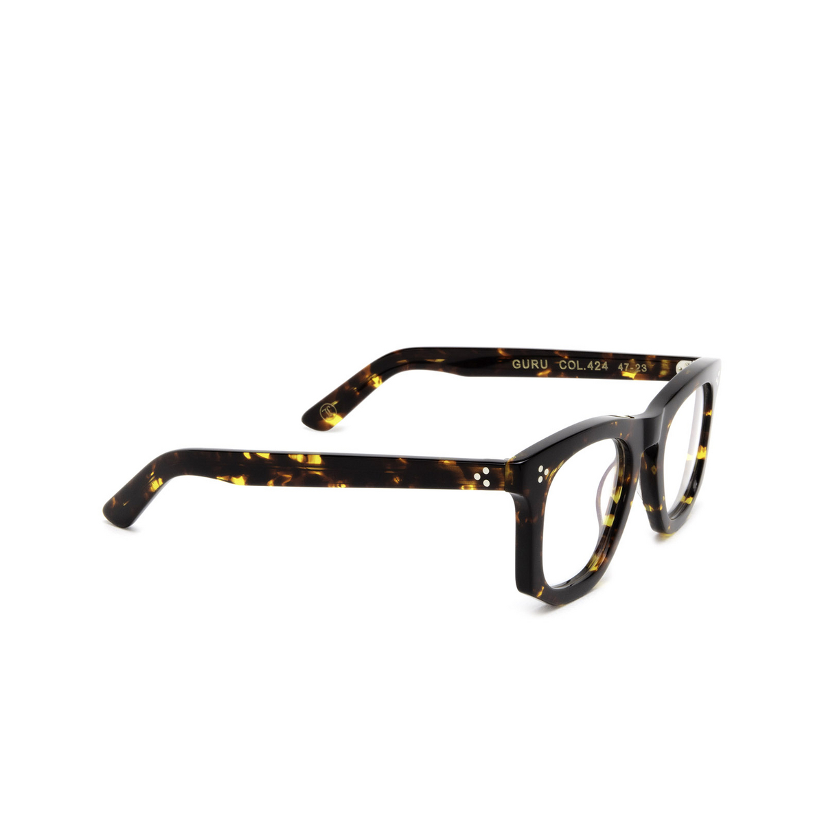 Lesca® Irregular Eyeglasses: Guru Xl color Dark Tortoise 424 - three-quarters view.