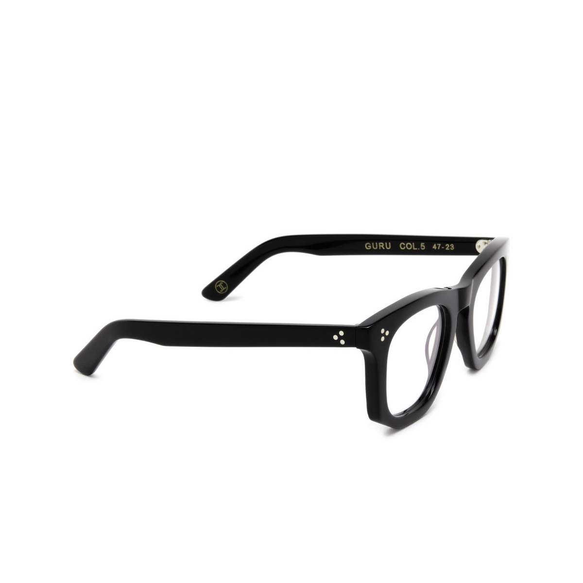 Lesca® Irregular Eyeglasses: Guru Xl color Black 5 - three-quarters view.
