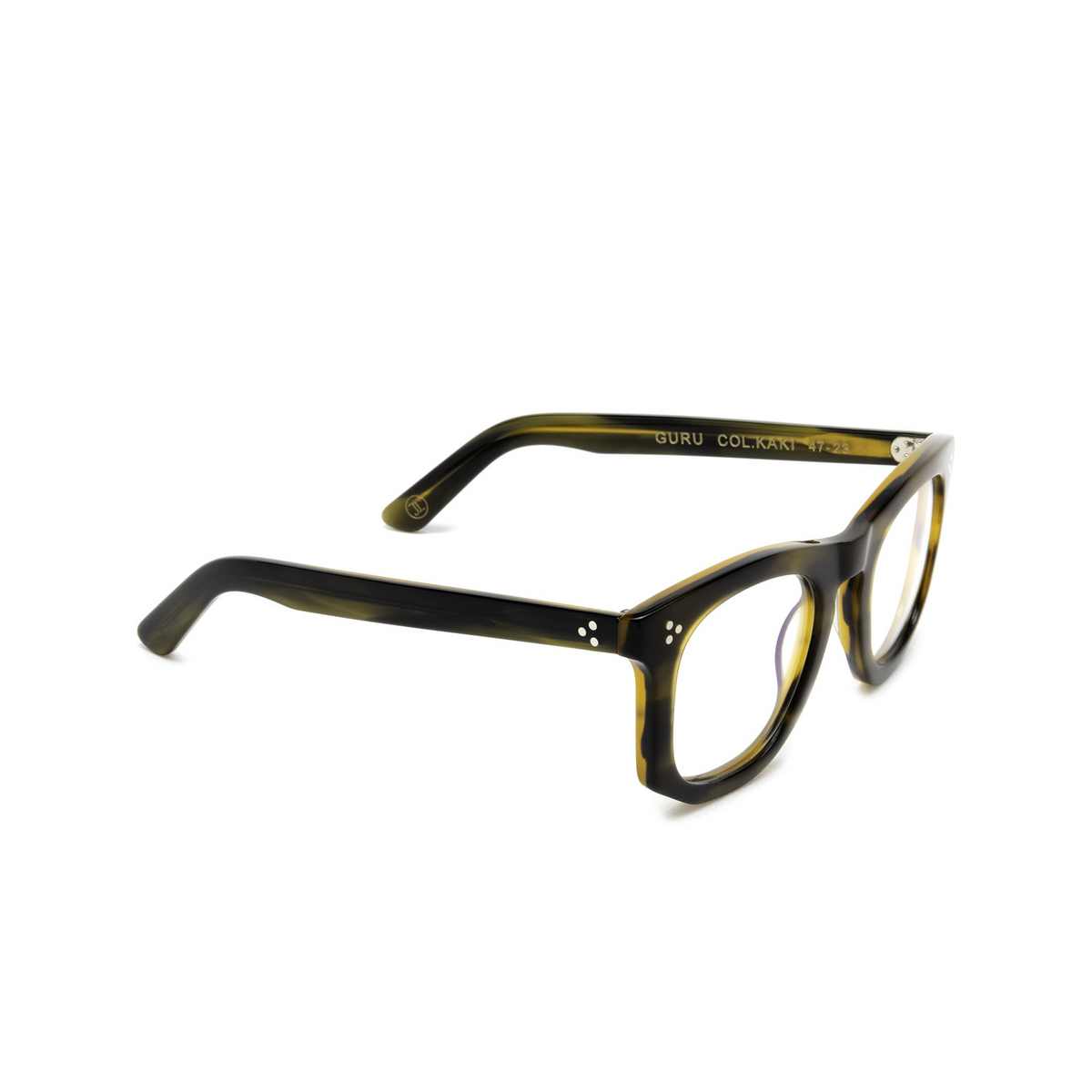 Lesca® Irregular Eyeglasses: Guru Xl color Khaki Kaki - three-quarters view.
