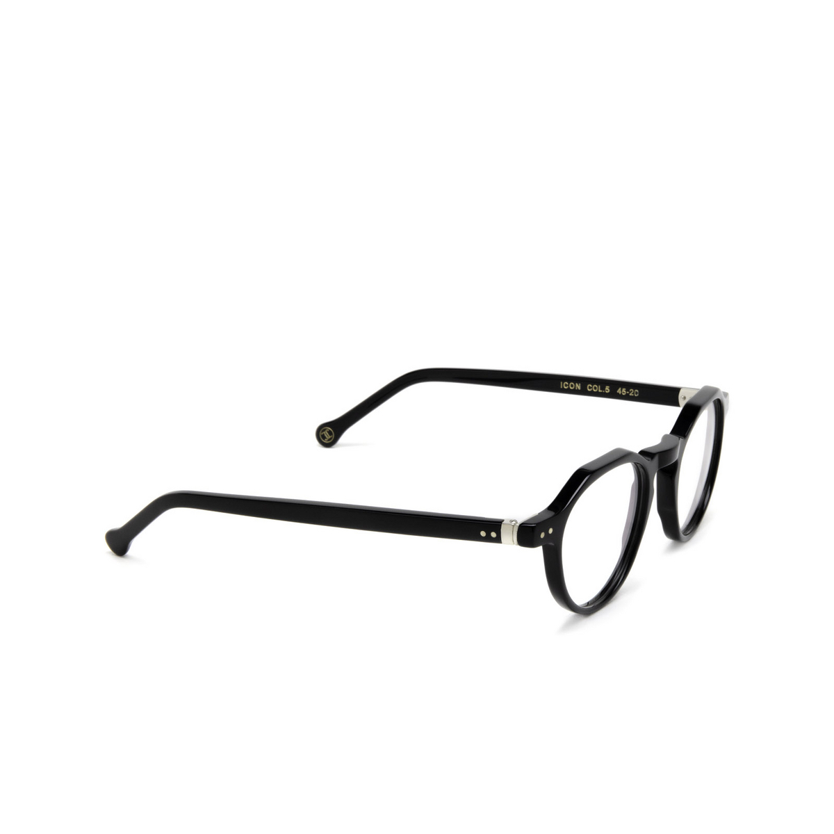 Lesca ICON Eyeglasses 5 Black - three-quarters view