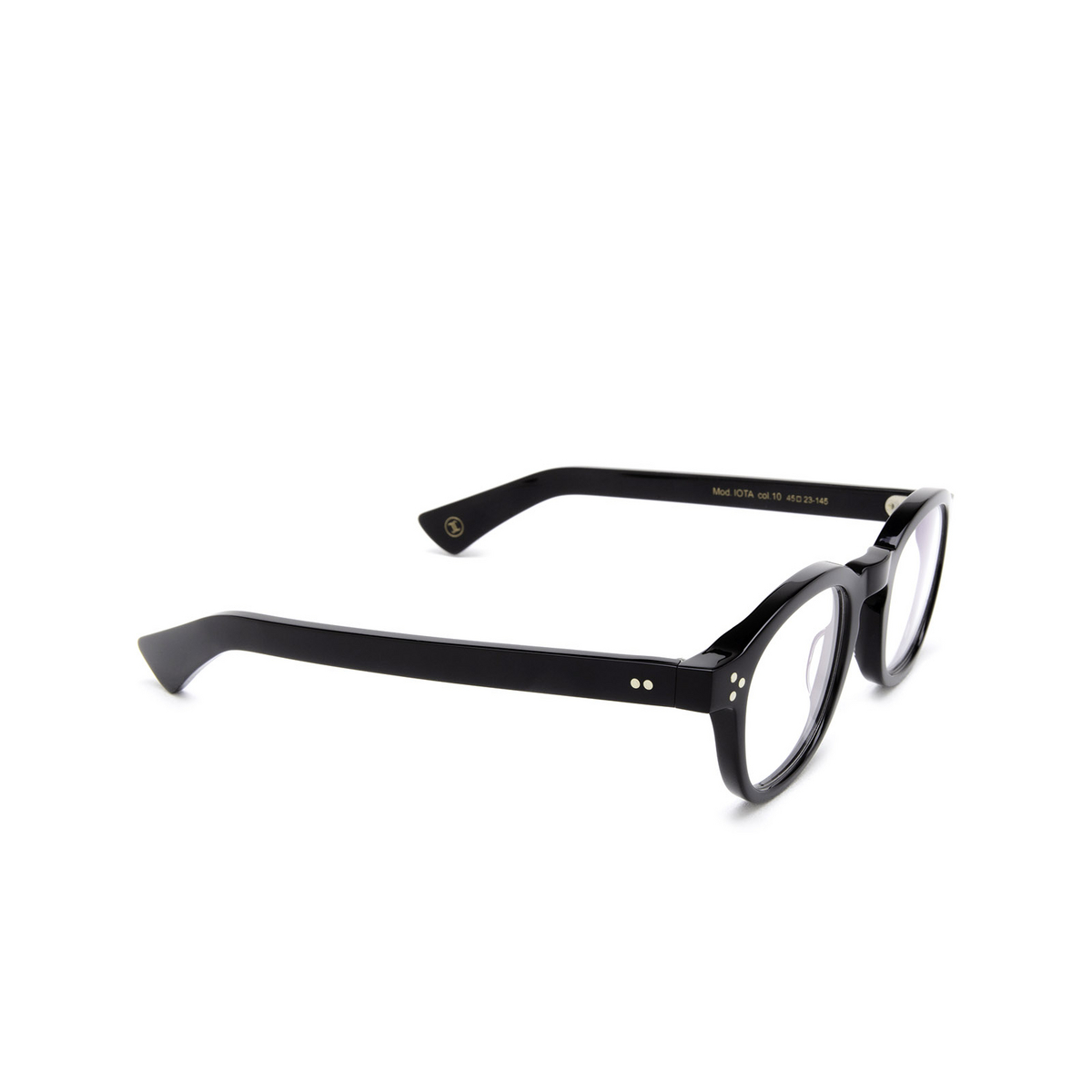 Lesca® Square Eyeglasses: Iota color Black 10 - three-quarters view.