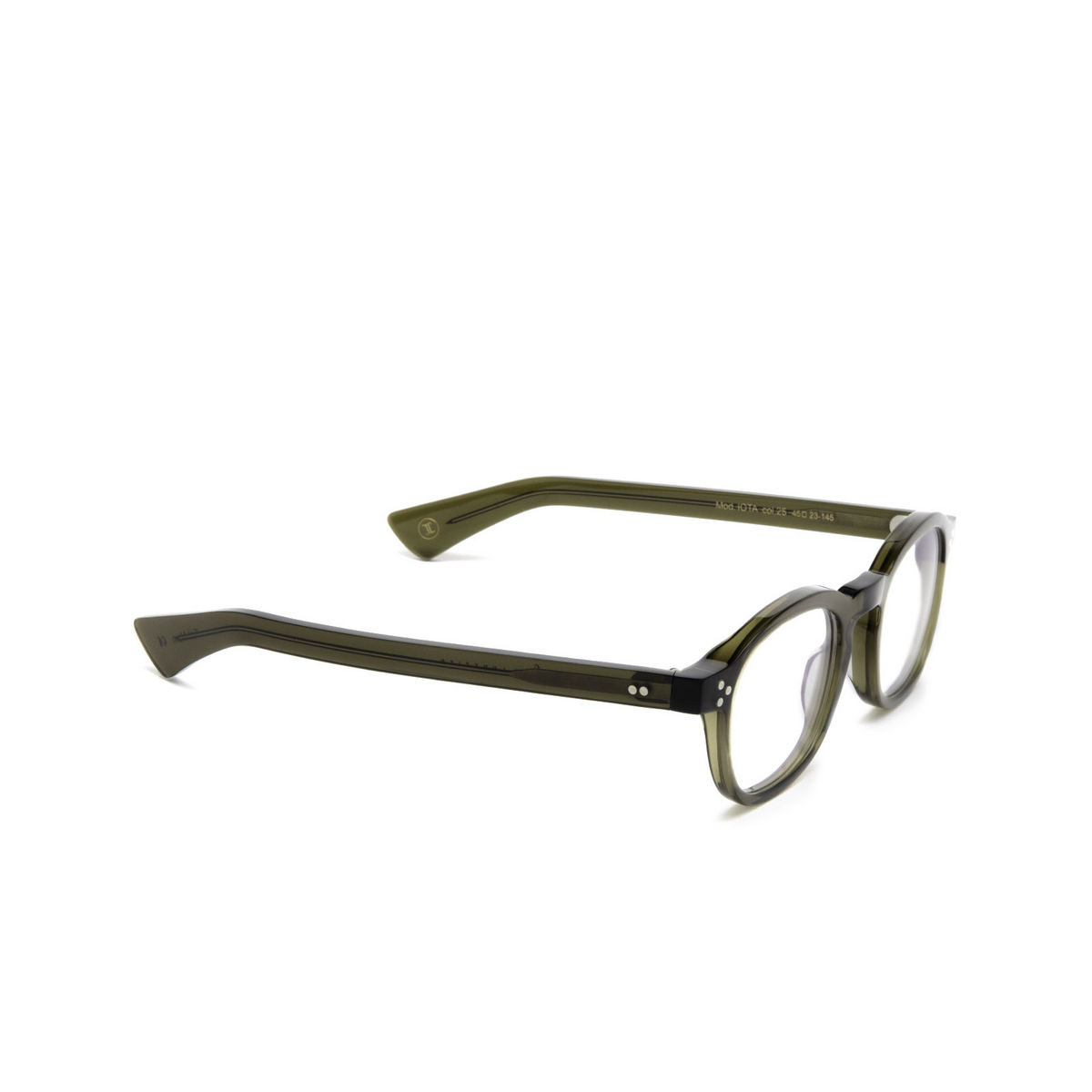 Lesca® Square Eyeglasses: Iota color Khaki 25 - three-quarters view.