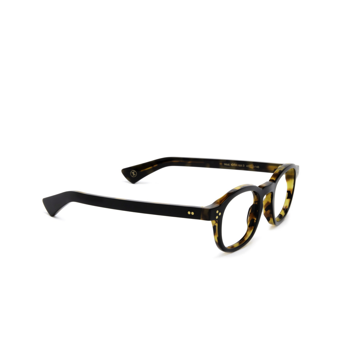 Lesca® Square Eyeglasses: Iota color Black Tortoiseshell 9 - three-quarters view.