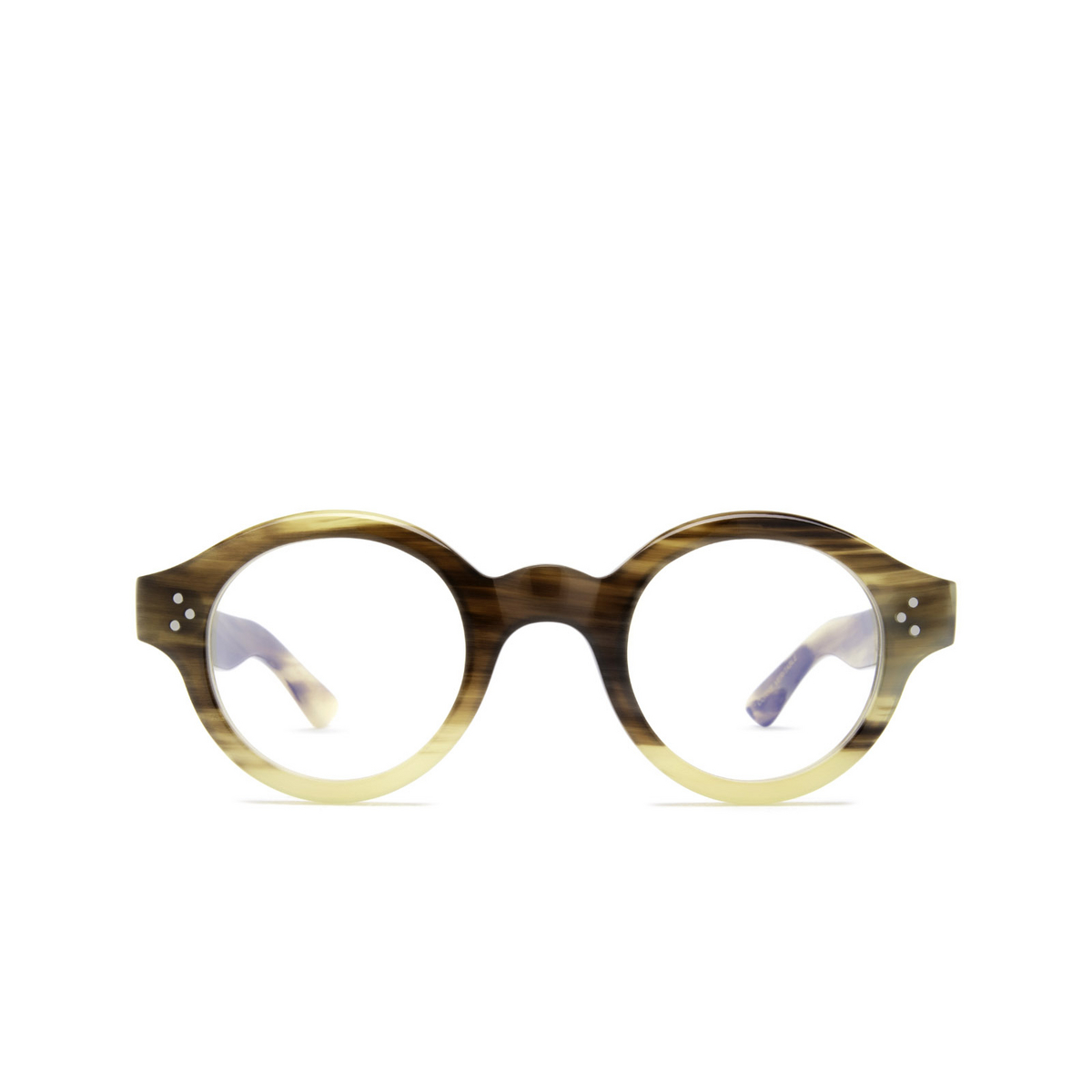 Lesca® Round Eyeglasses: La Corbs Optic color Corne - front view.