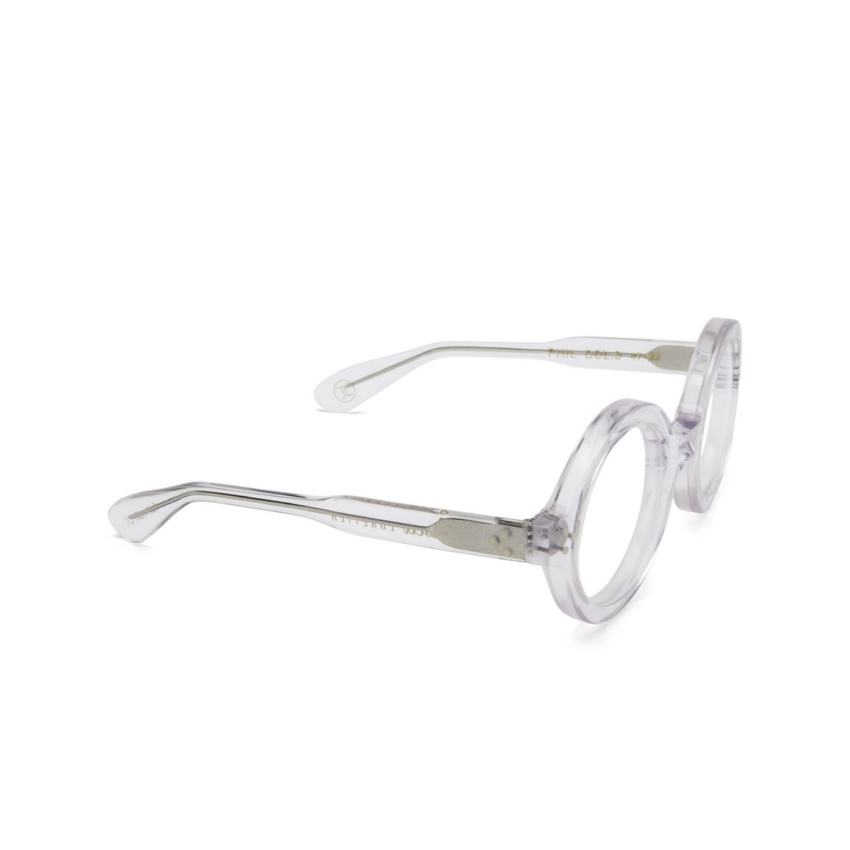 Lesca® Round Eyeglasses: Phil color Crystal 3 - three-quarters view.
