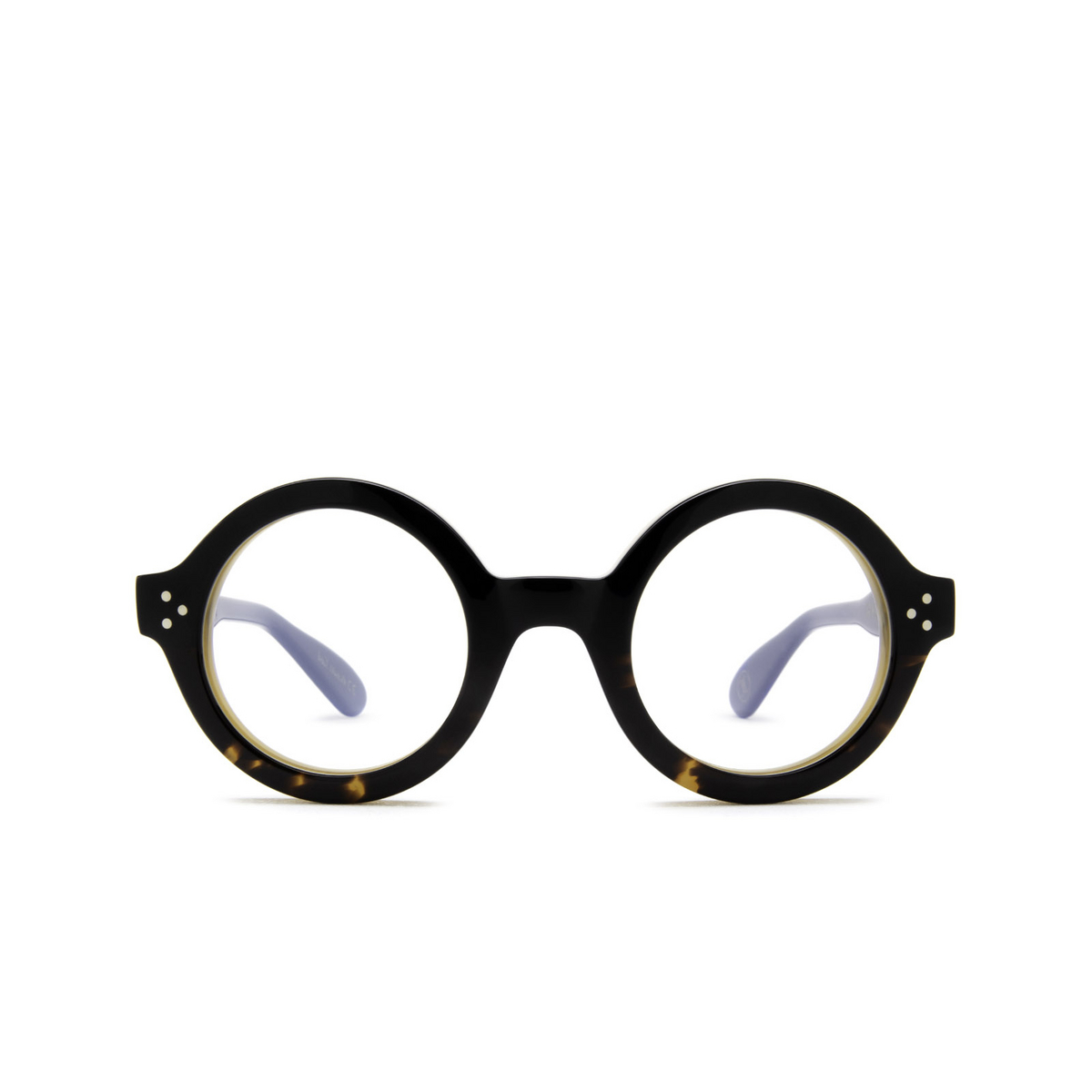 Lesca® Round Eyeglasses: Phil color Dark Havana A1 - front view.