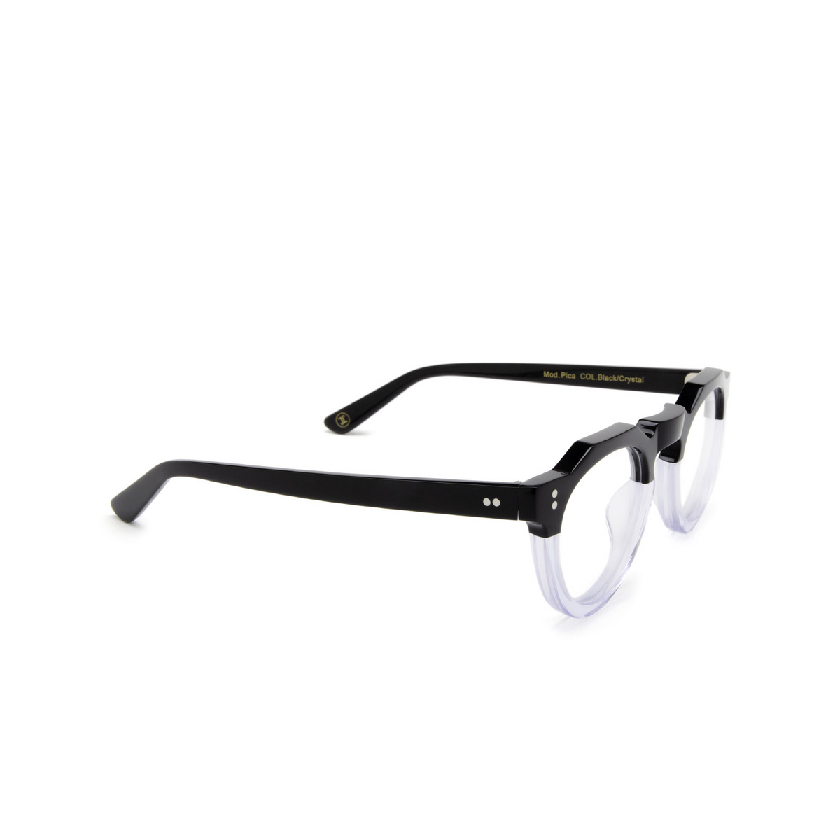 Lesca PICA Eyeglasses BLACK / CRYSTAL - three-quarters view