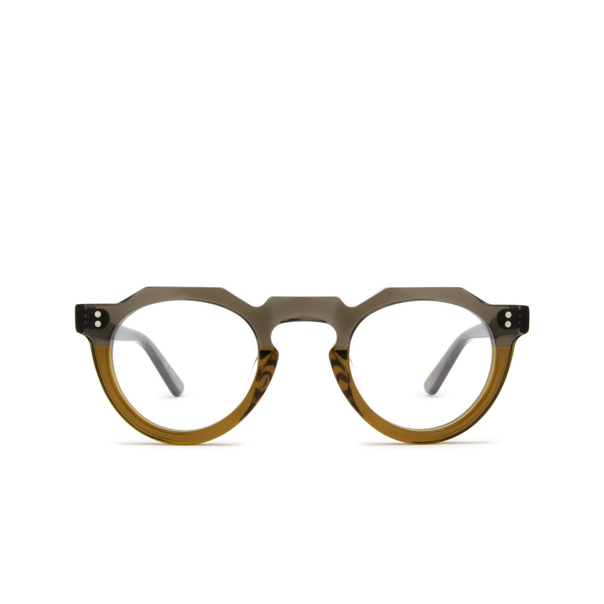 Lesca® Irregular Eyeglasses: Pica color Grey / Cognac - front view.