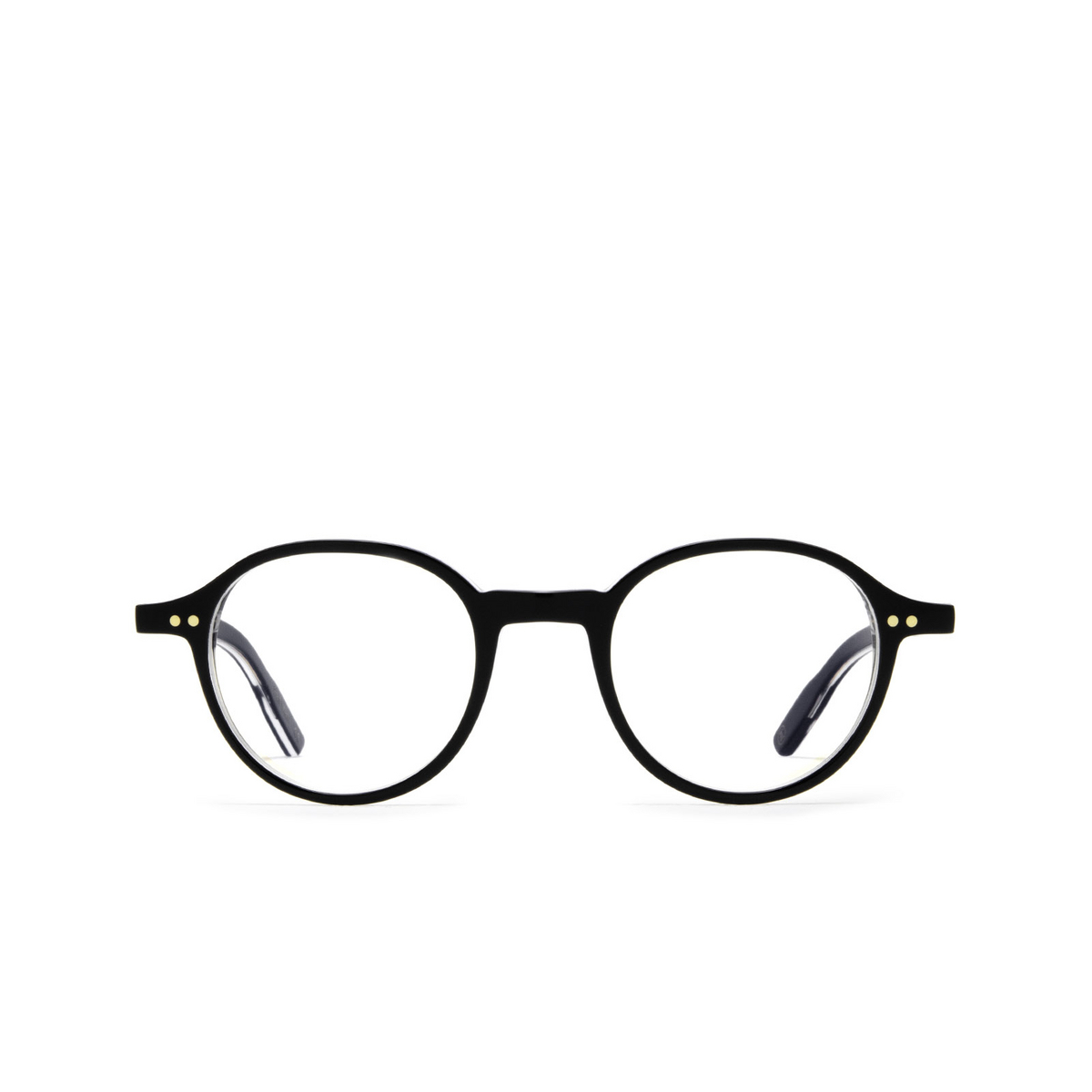 Lesca® Round Eyeglasses: Puno color Black / Crystal 5 - front view.