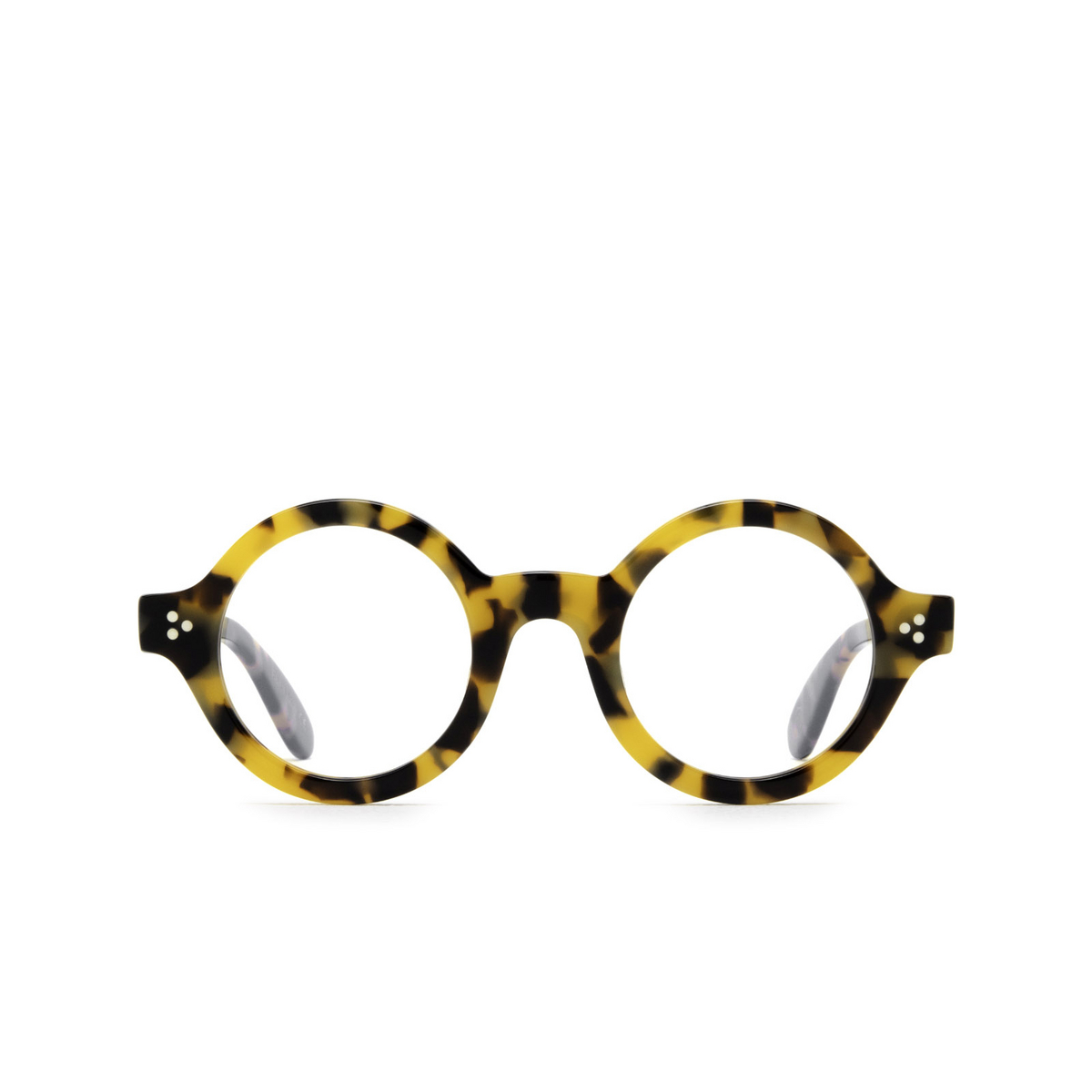Lesca® Round Eyeglasses: Saga color Marbled Tortoiseshell 228 - front view.