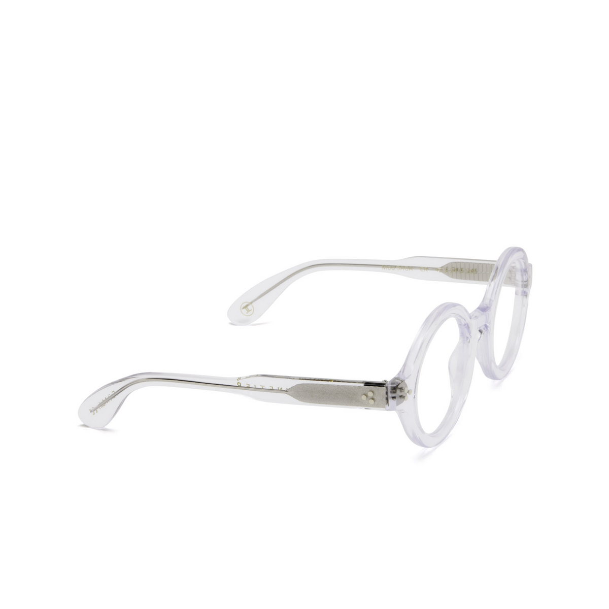 Lesca® Round Eyeglasses: Saga color Crystal Cr - three-quarters view.