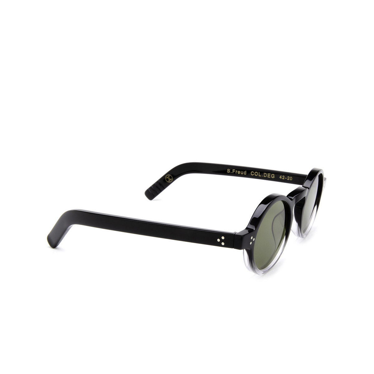 Lesca® Round Sunglasses: S.freud color Black Gradient Deg - three-quarters view.