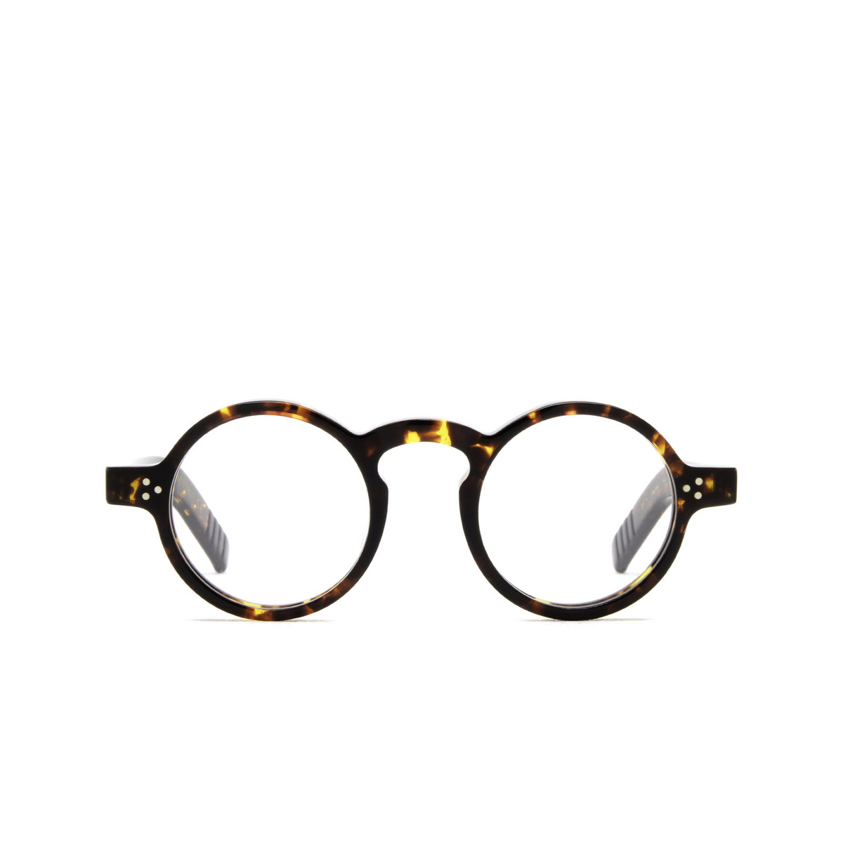 Lesca® Round Eyeglasses: S.freud Optic color Dark Tortoise 424 - front view.
