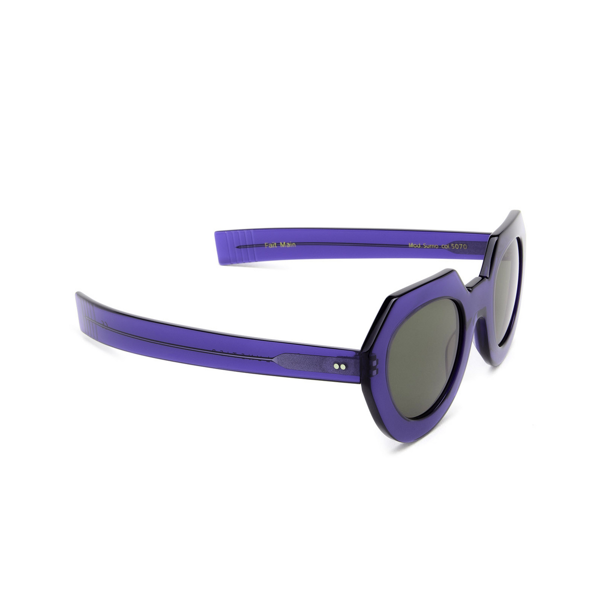 Lesca® Irregular Sunglasses: Sumo color Blue 5070 - three-quarters view.